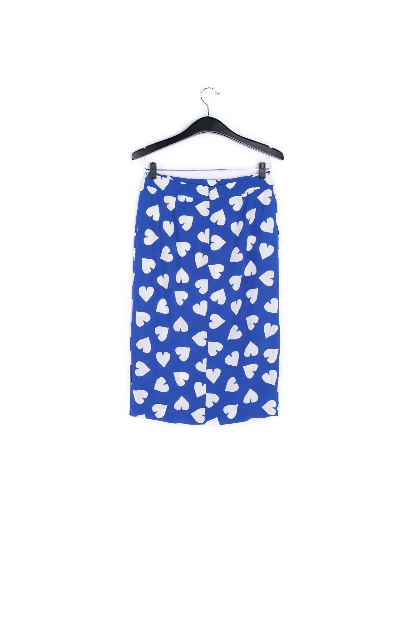 Blue straight skirt with white heart print RE—SSENTIEL | Essentiel second hand