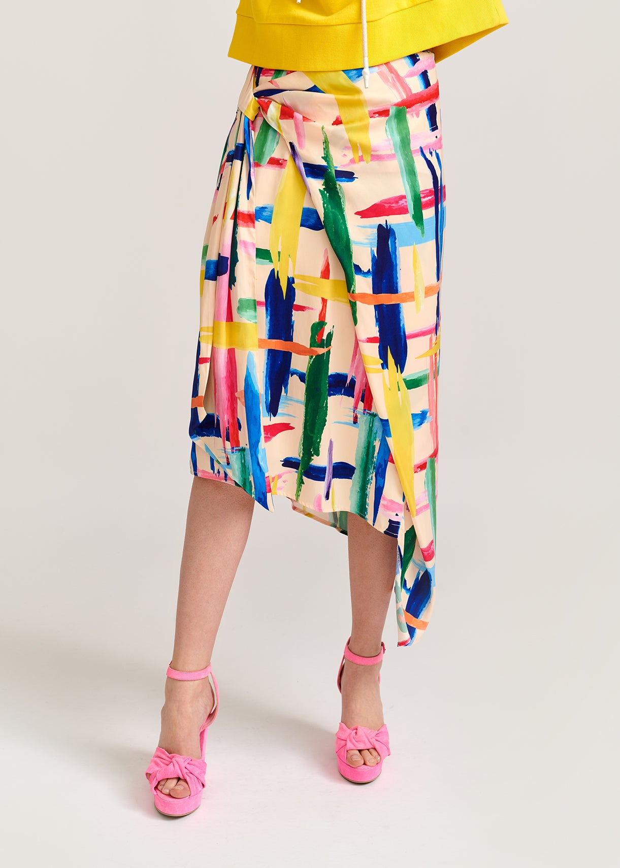 Multicolored graphic striped midi skirt RE—SSENTIEL | Essentiel second hand