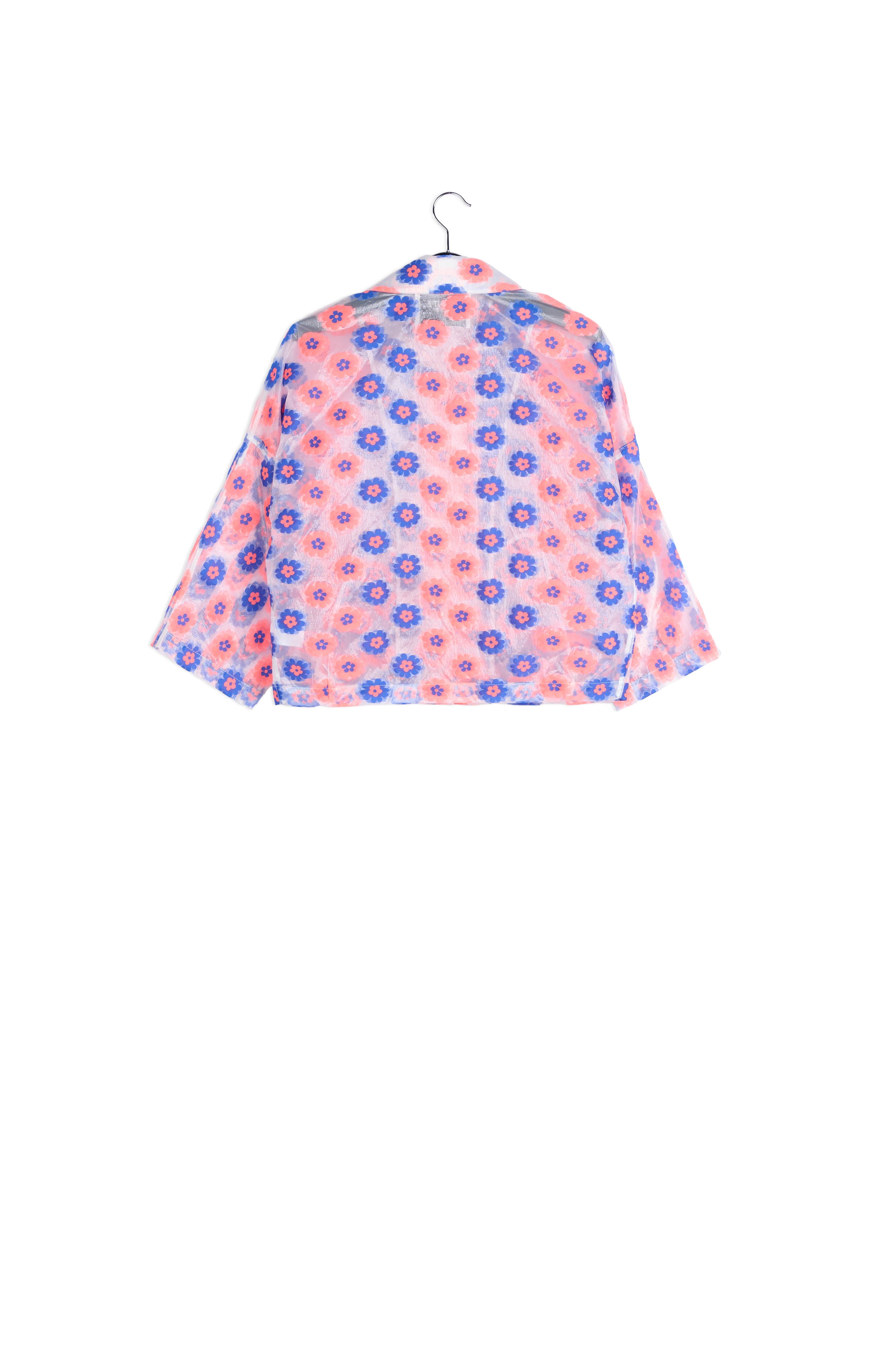 Veste transparente à fleurs rose fluo et bleu RE—SSENTIEL | Essentiel second hand