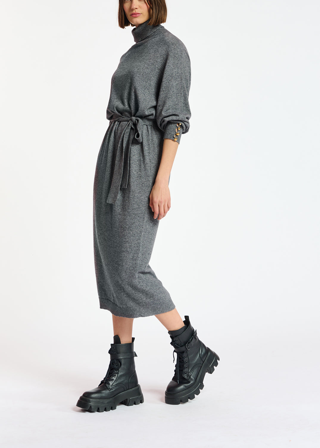 Grey turtleneck knit dress RE—SSENTIEL | Essentiel second hand