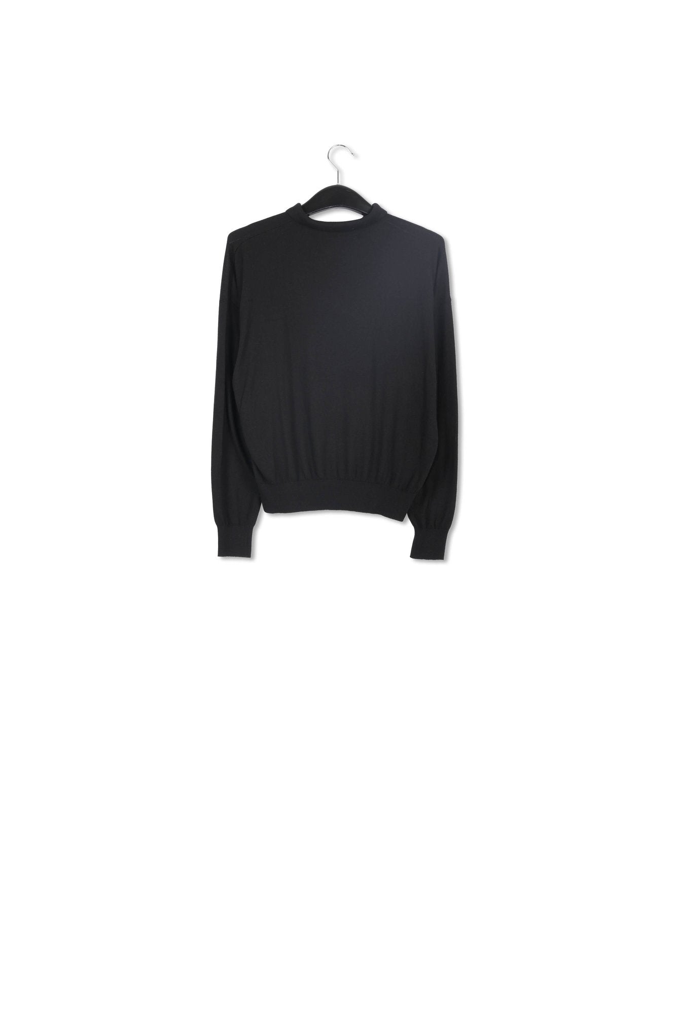 Black fine-knit sweater with polo-inspired collar RE—SSENTIEL | Essentiel second hand