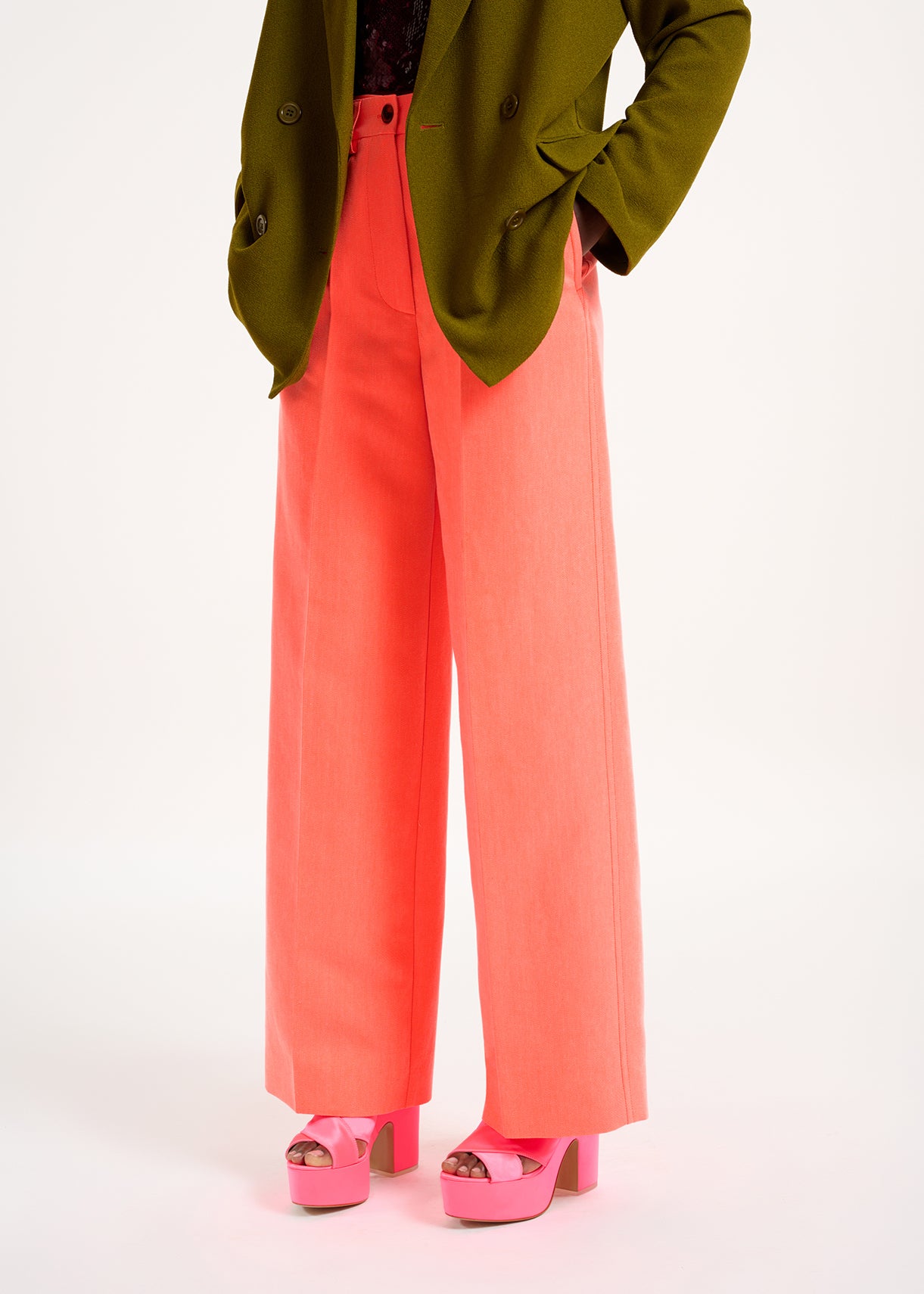 Coral red straight-leg pants RE—SSENTIEL | Essentiel second hand