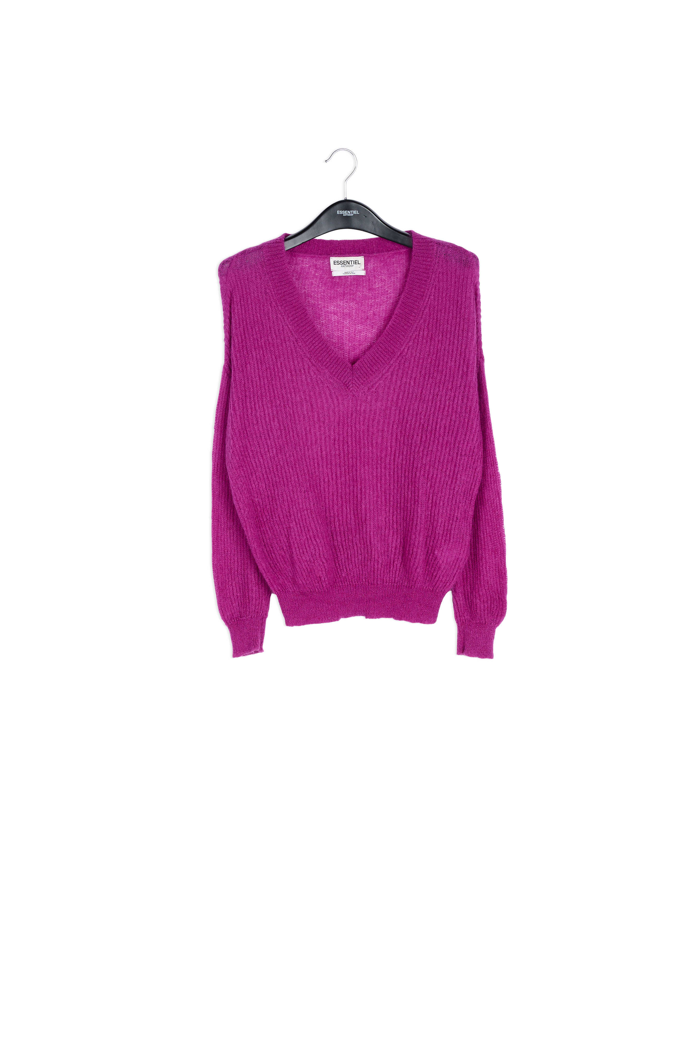 Purple mohair blend v-neck sweater RE—SSENTIEL | Essentiel second hand