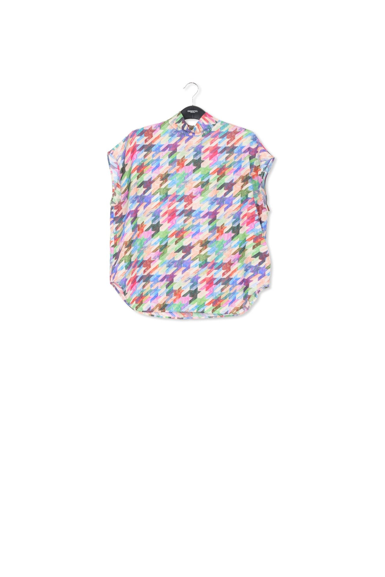 Top en soie à imprimé géométrique multicolore RE—SSENTIEL | Essentiel second hand