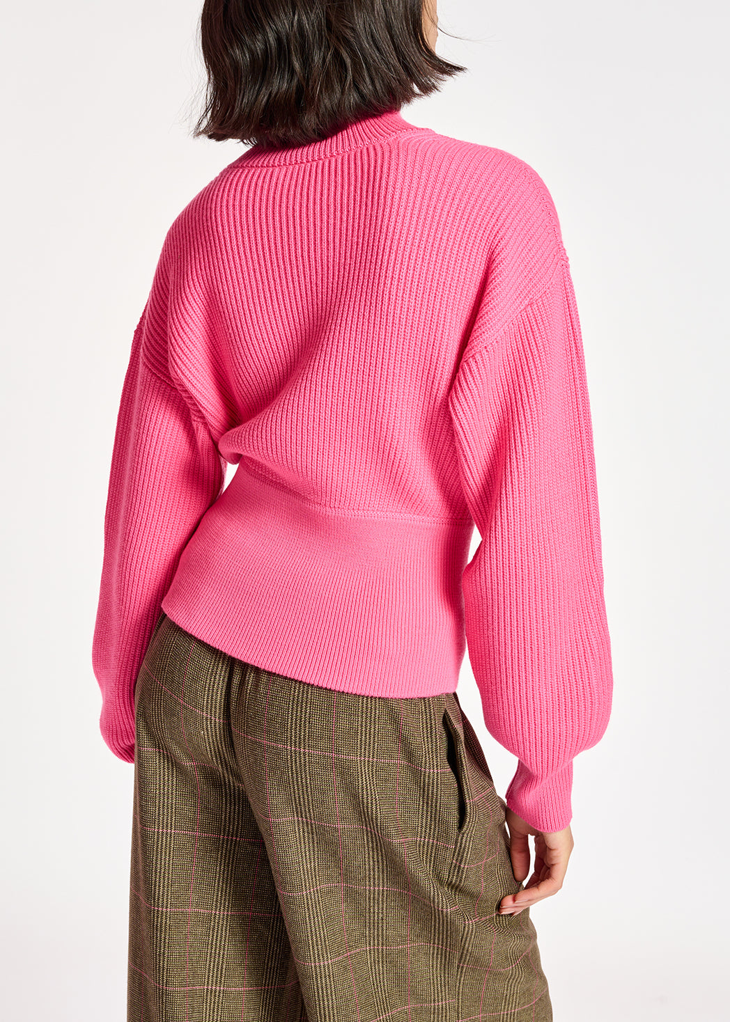 Neon pink turtleneck sweater with fitted waist RE—SSENTIEL | Essentiel second hand