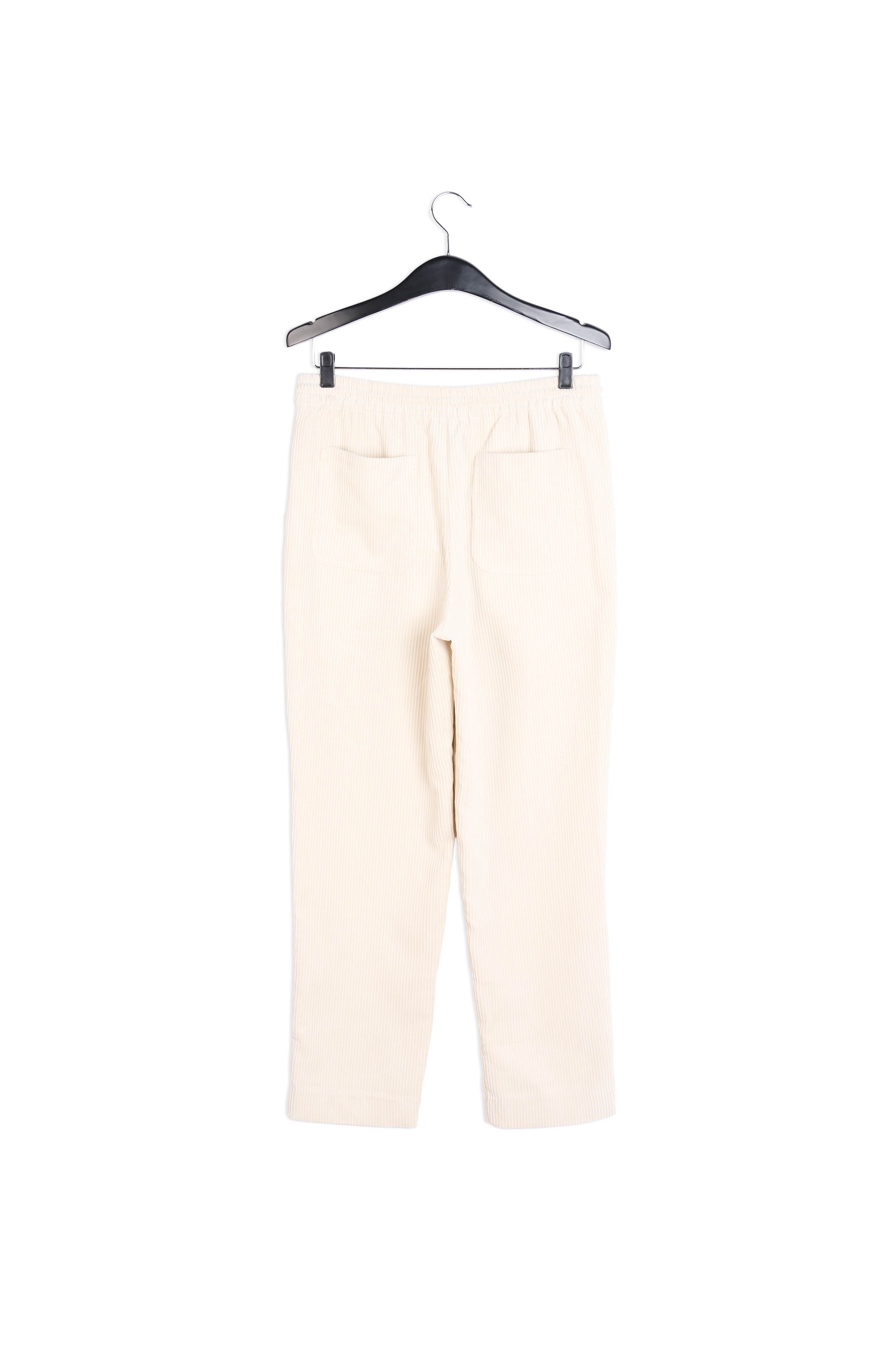 Taps toelopende broek in gebroken wit fluweel RE—SSENTIEL | Essentiel second hand