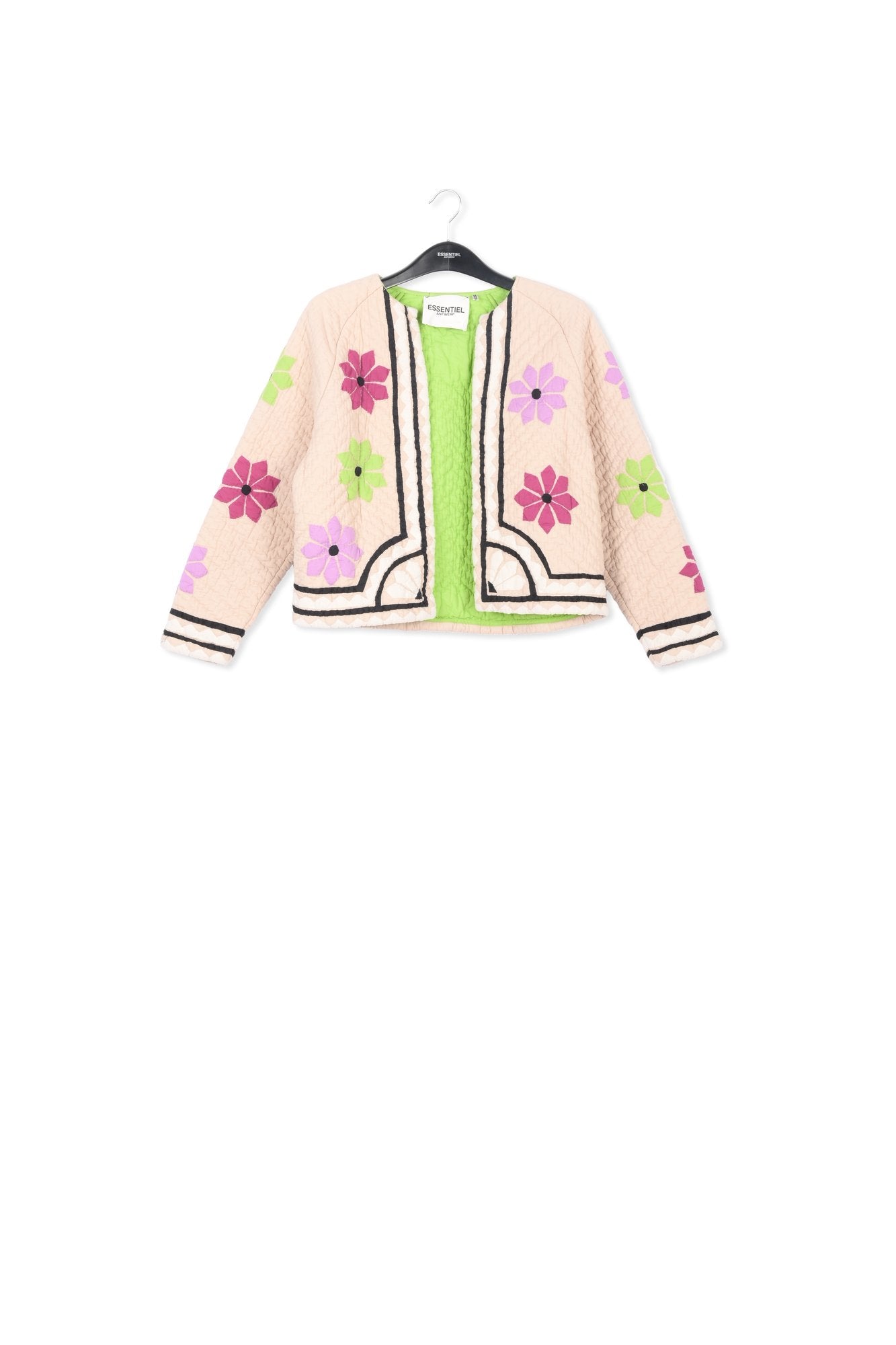 Off-white quilted jacket with flower patches RE—SSENTIEL | Essentiel second hand