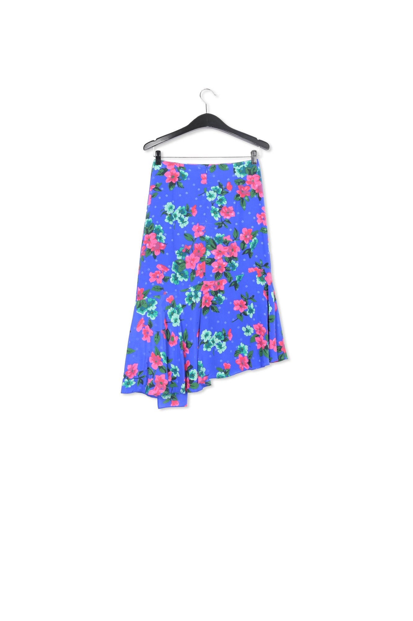 Blue floral and polka dot silk midi skirt RE—SSENTIEL | Essentiel second hand
