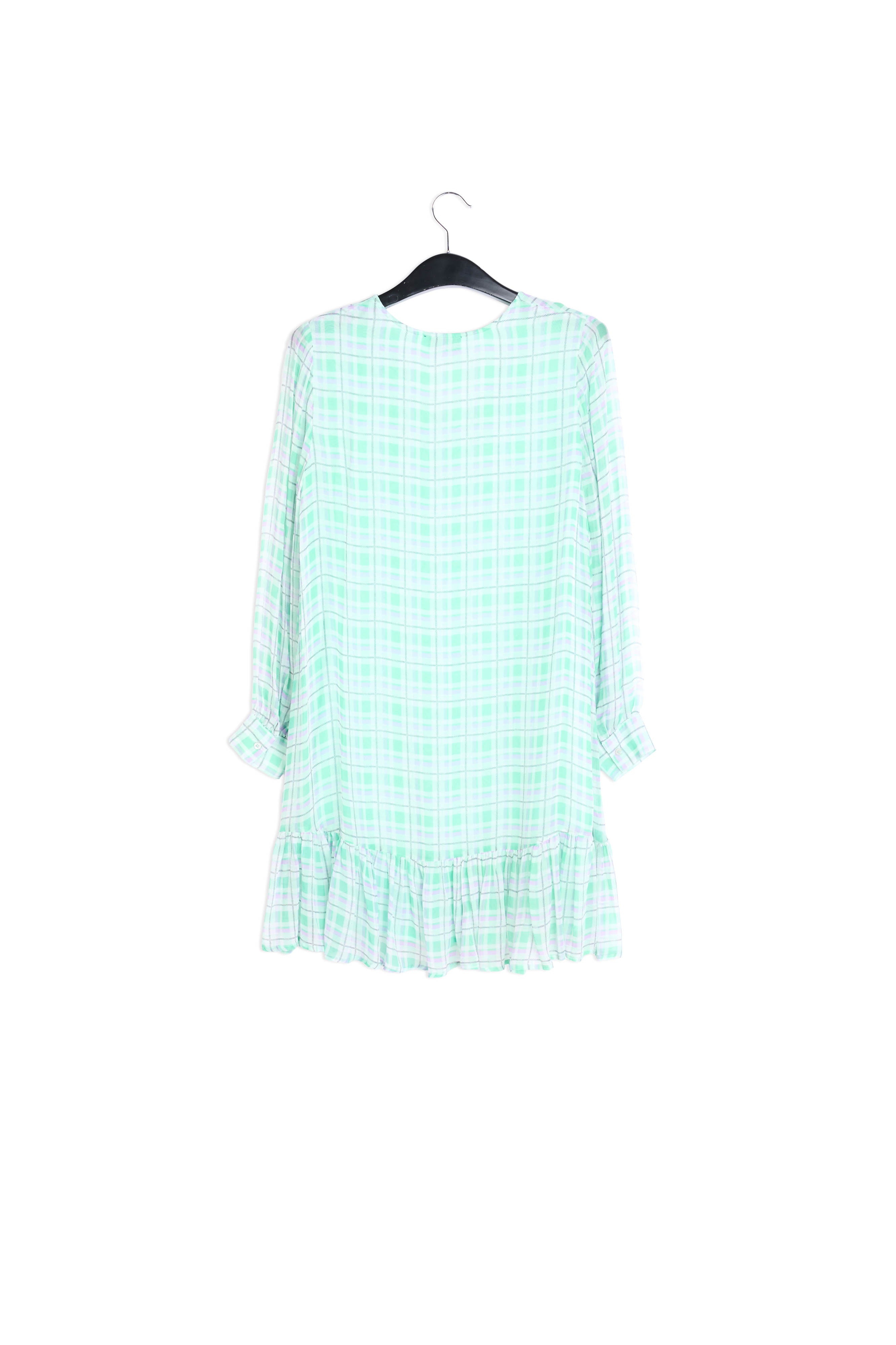Groen met lila geruite mini-jurk RE—SSENTIEL | Essentiel second hand