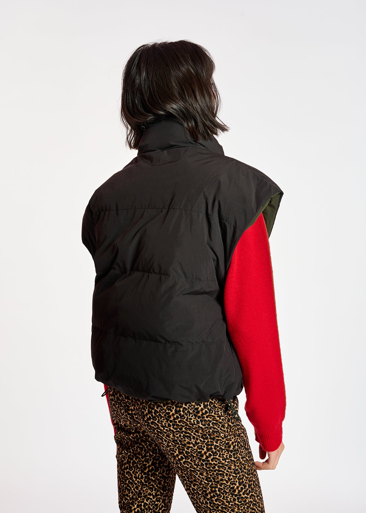Black and khaki reversible puffer vest RE—SSENTIEL | Essentiel second hand