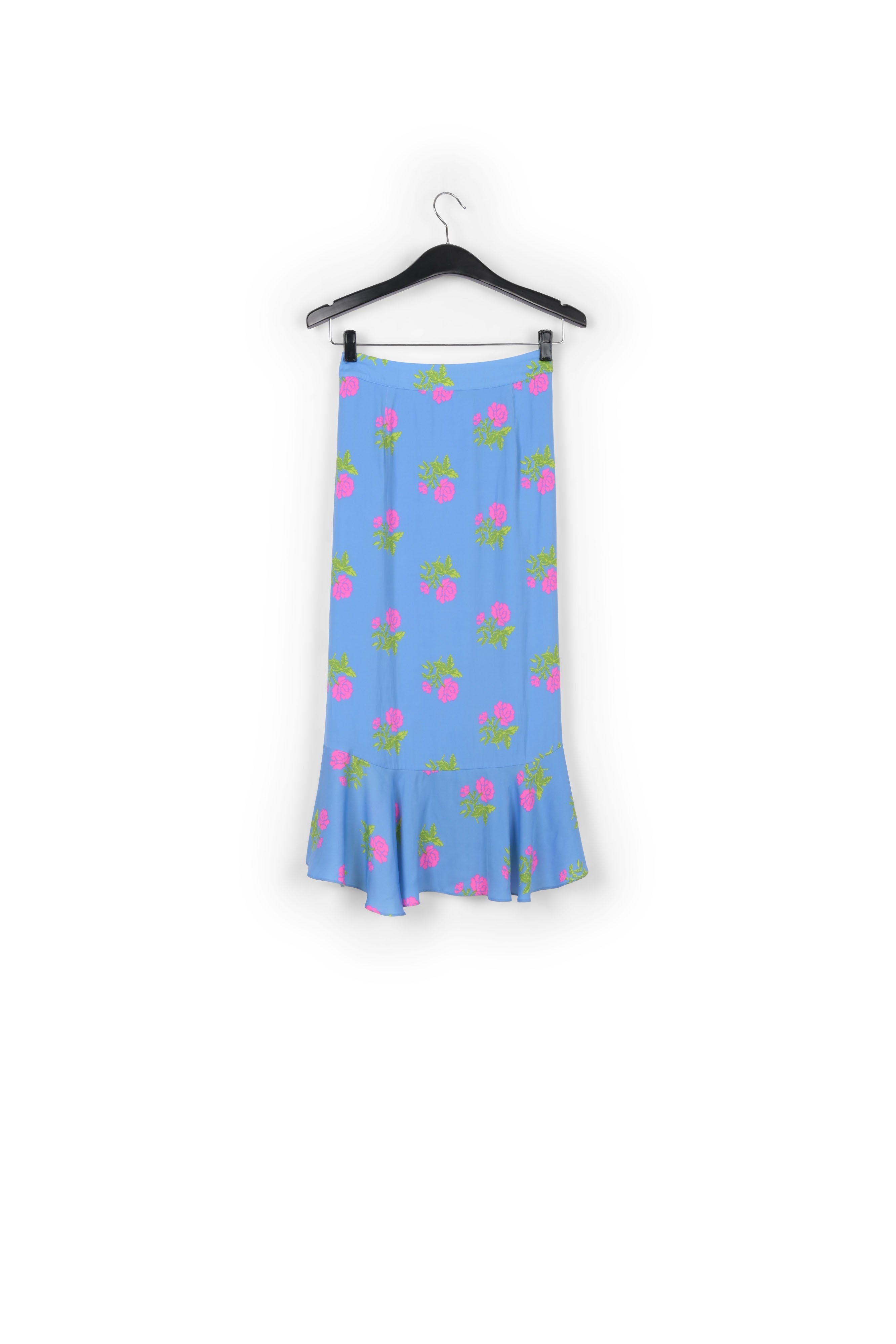 Blue floral print ruffled skirt RE—SSENTIEL | Essentiel second hand