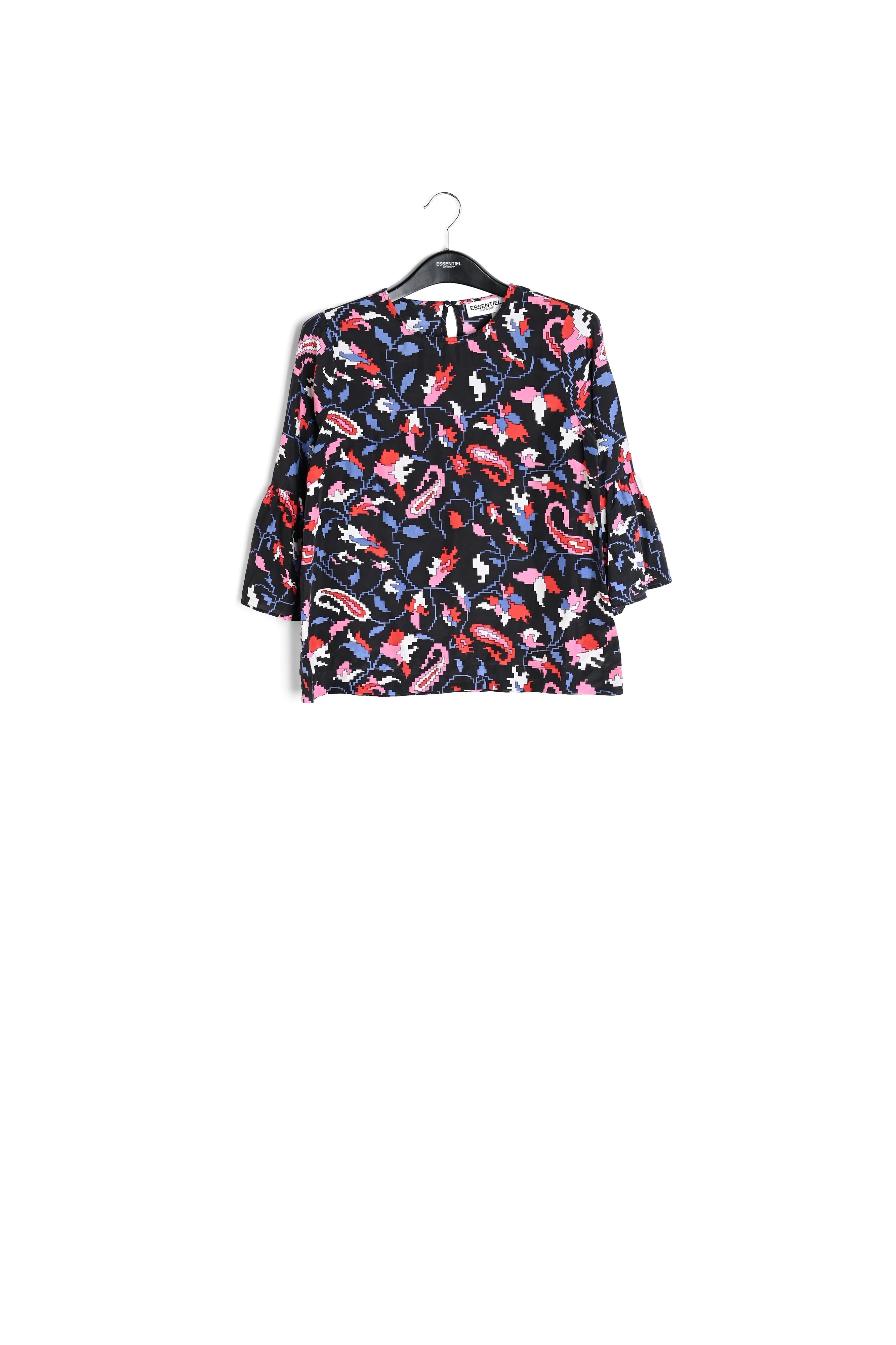 Blue silk Blouse with flower print RE—SSENTIEL | Essentiel second hand