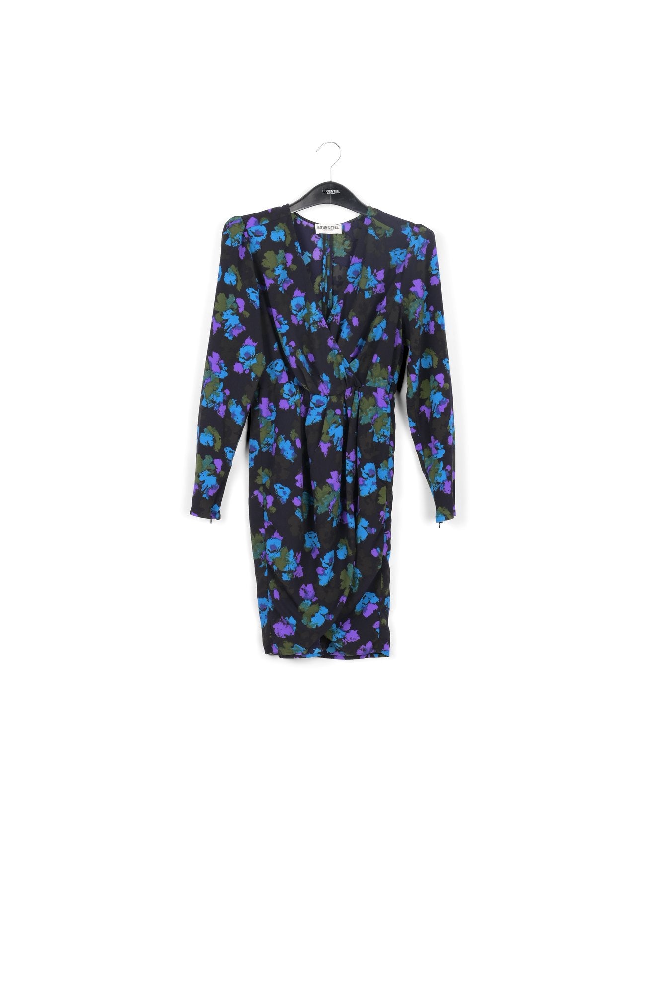 Robe midi cache-cœur noire et rouge RE—SSENTIEL | Essentiel second hand