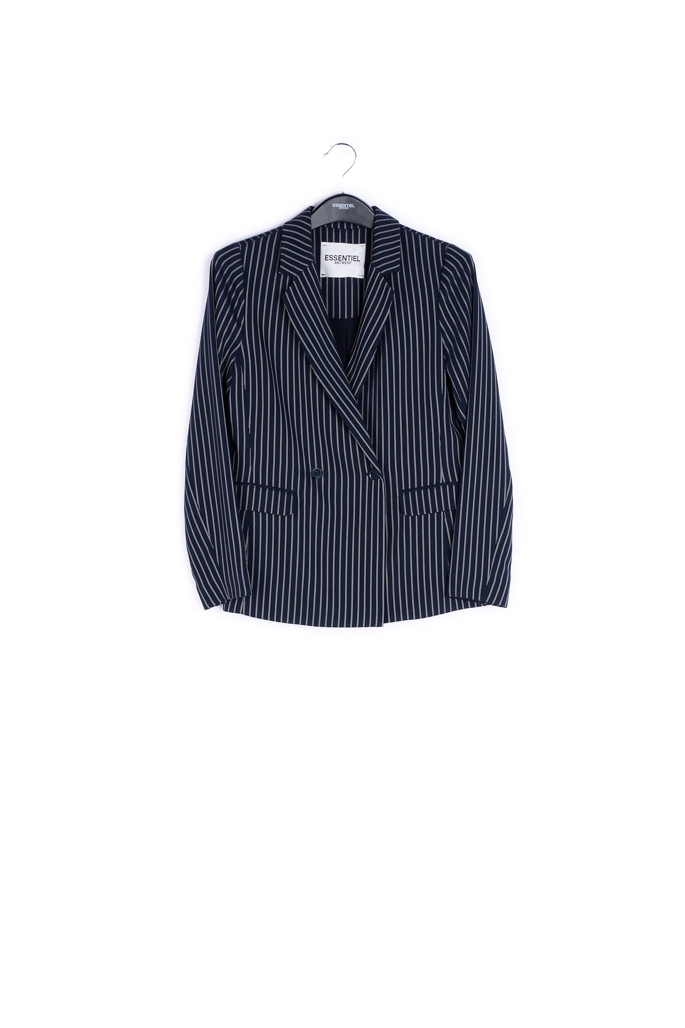 Dark blue cardigan with off-white pinstripes RE—SSENTIEL | Essentiel second hand