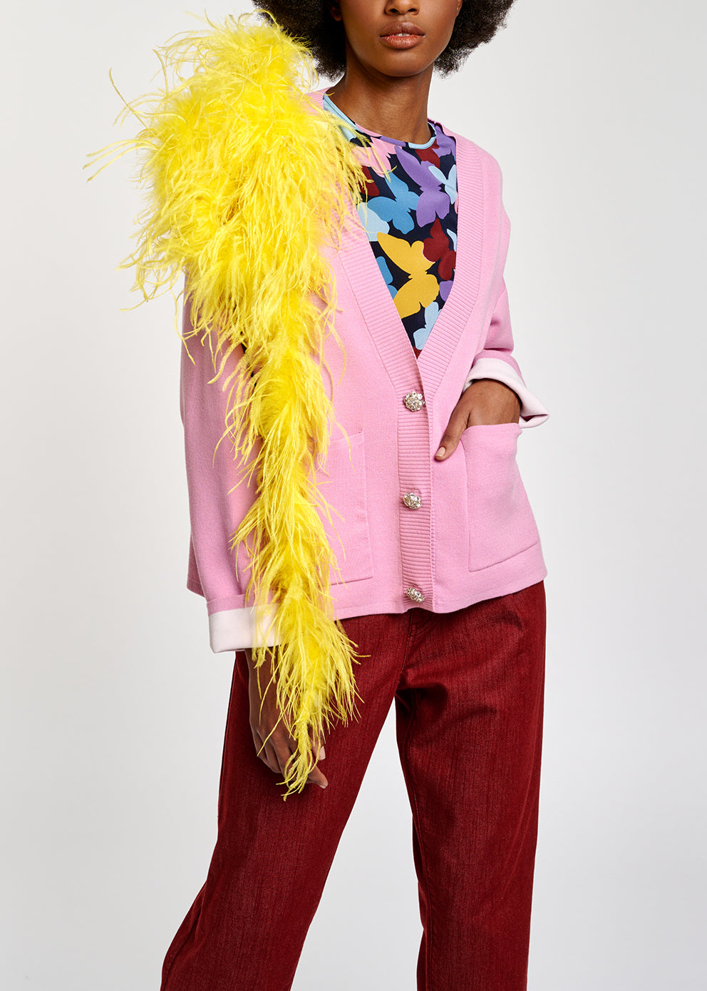 Pink cardigan with rhinestone buttons RE—SSENTIEL | Essentiel second hand