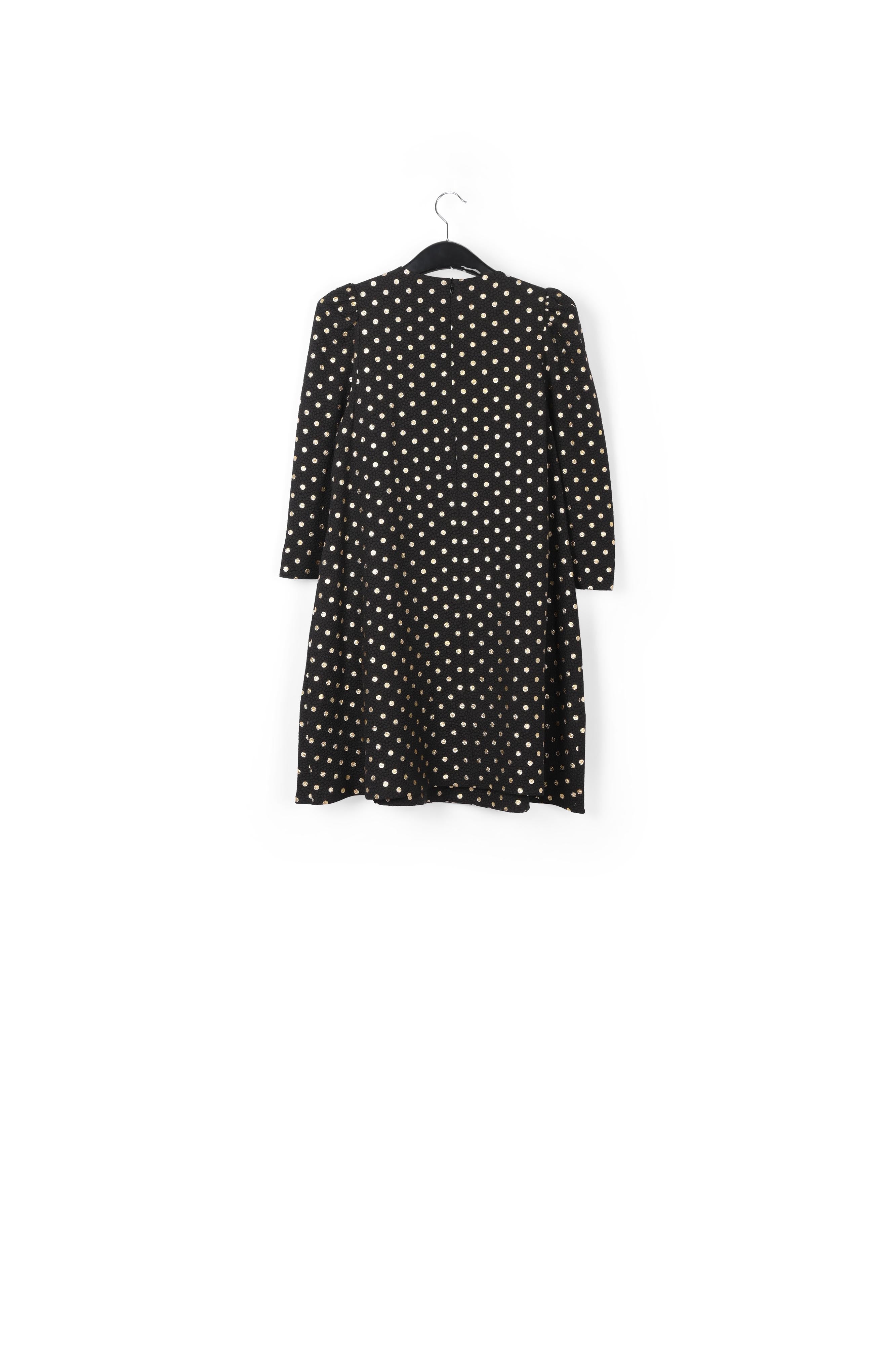 Black and gold polka-dot mini dress with trumpet sleeves RE—SSENTIEL | Essentiel second hand