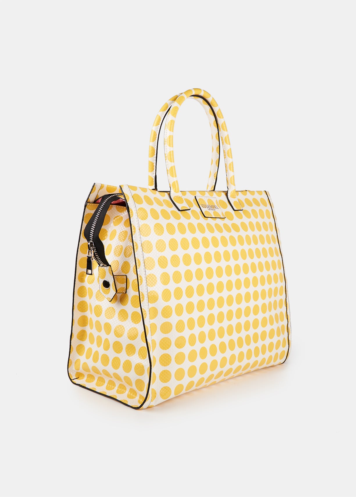 Large white and yellow dotted shopper bag RE—SSENTIEL | Essentiel second hand