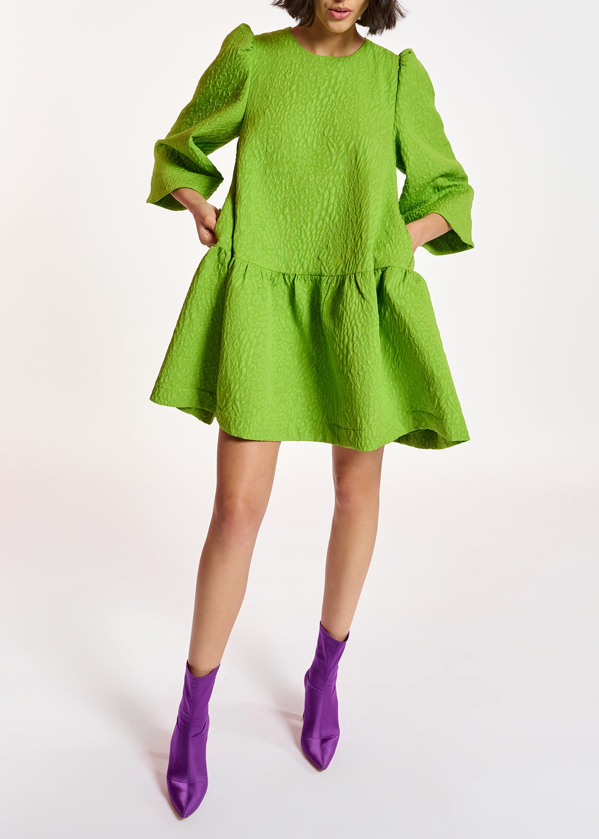 Green jacquard mini dress RE—SSENTIEL | Essentiel second hand