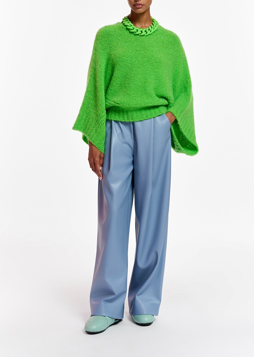 Green knit sweater with cape effect RE—SSENTIEL | Essentiel second hand