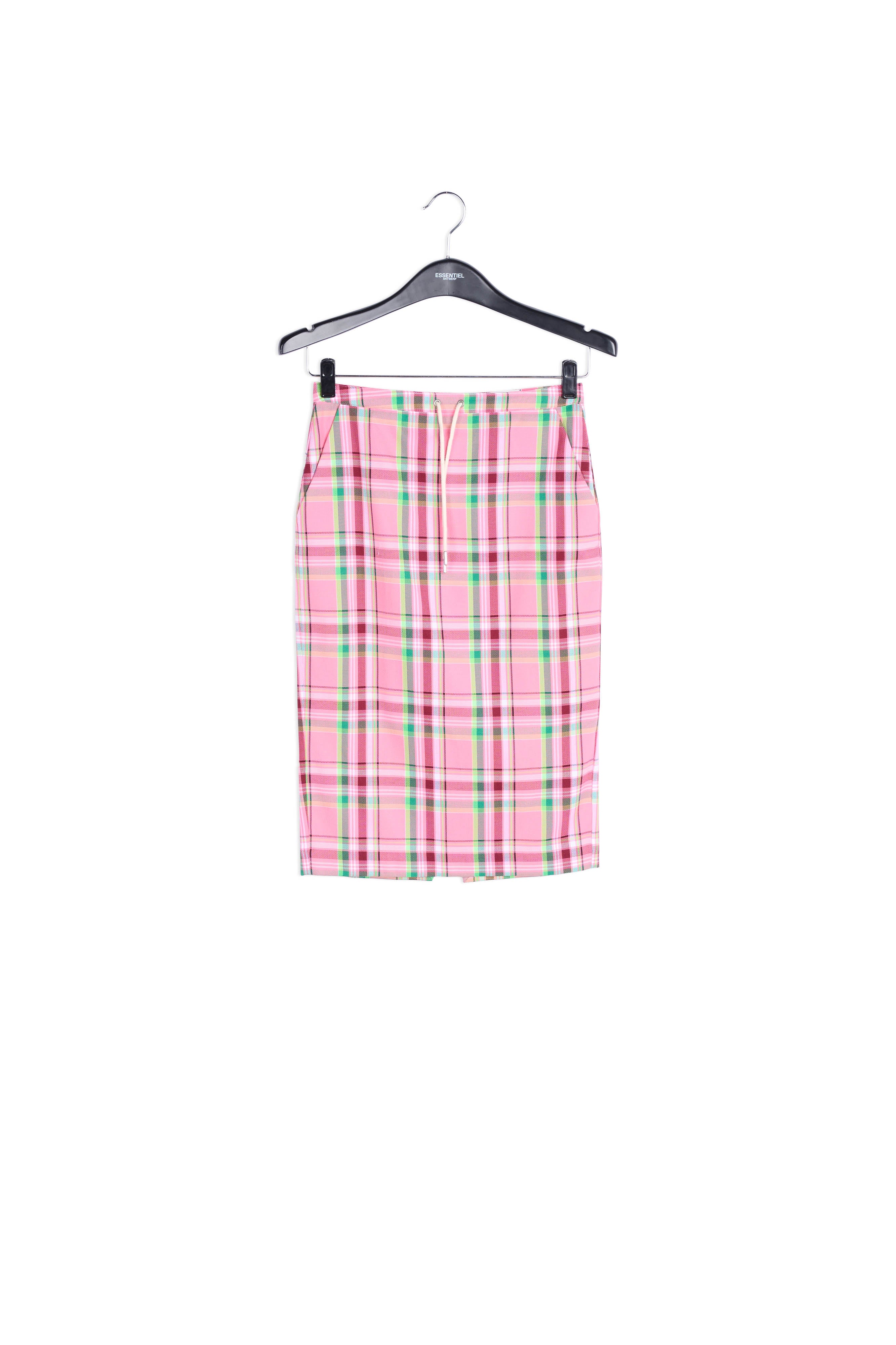 Rechte rok met roze tartanmotief RE—SSENTIEL | Essentiel second hand