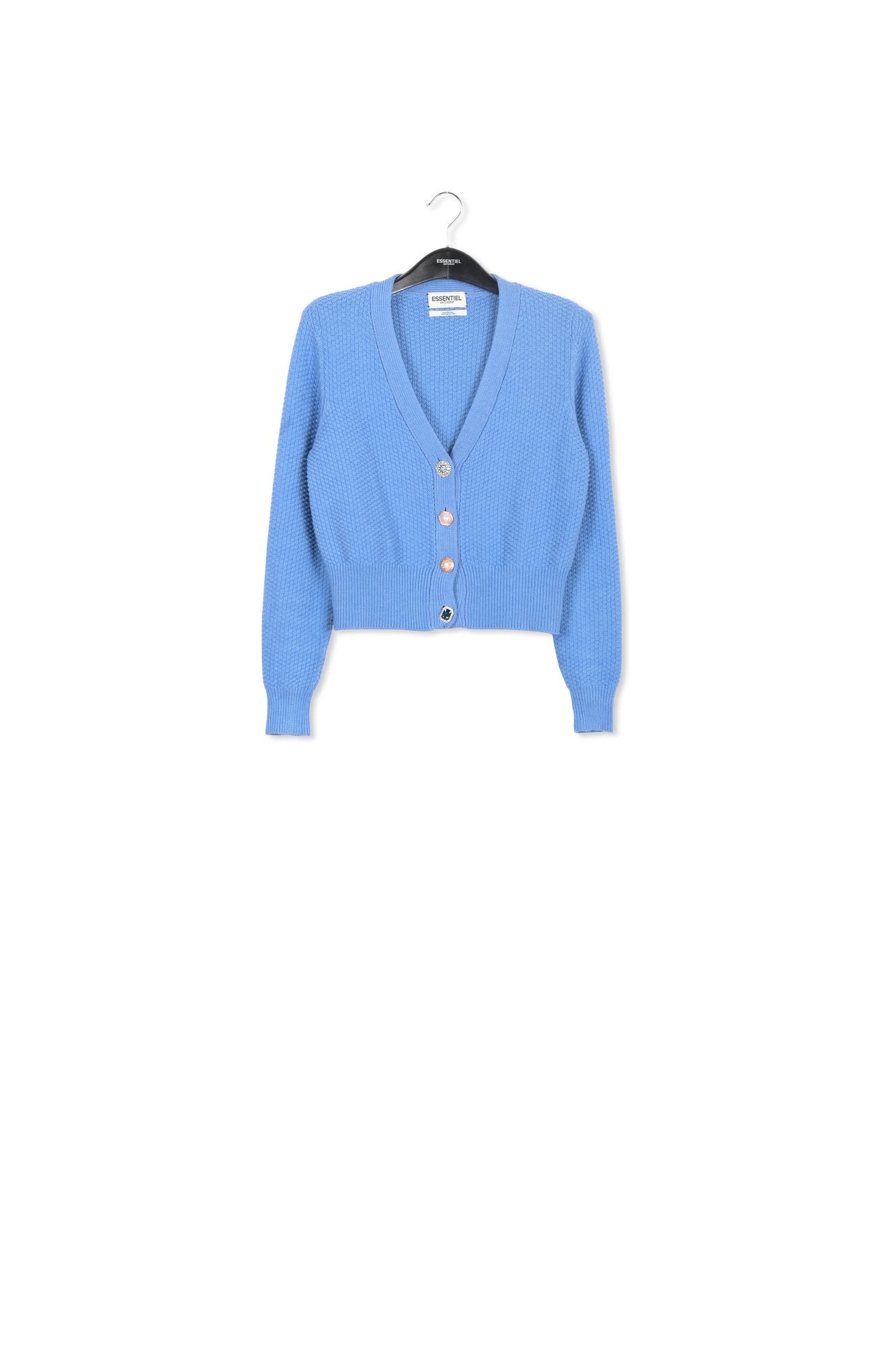 Blue embellished V-neck cardigan RE—SSENTIEL | Essentiel second hand