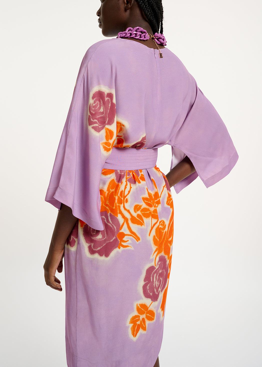 Robe à imprimé fleuri lilas, orange et violet RE—SSENTIEL | Essentiel second hand