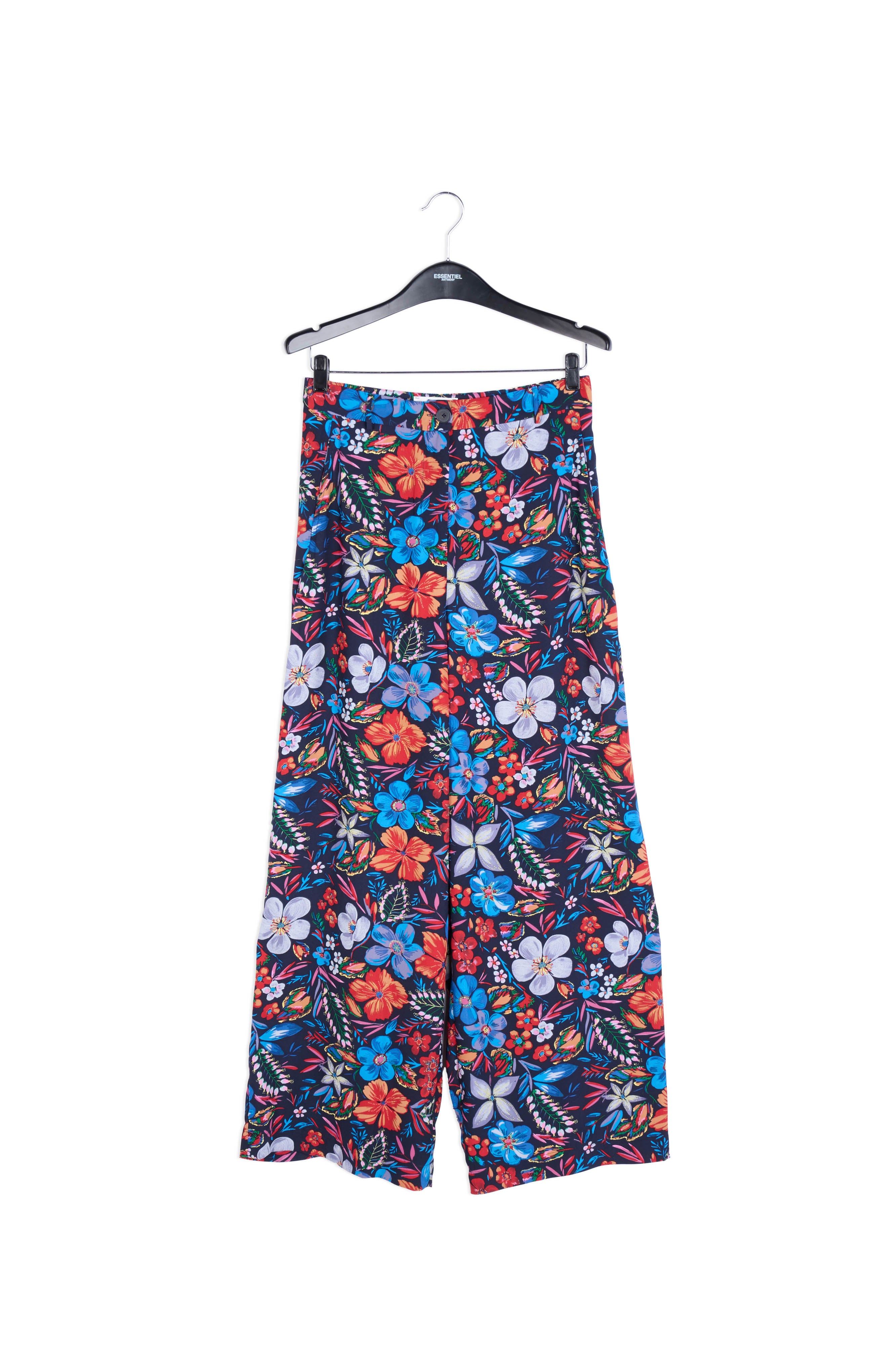 Dark blue floral wide-leg pants RE—SSENTIEL | Essentiel second hand