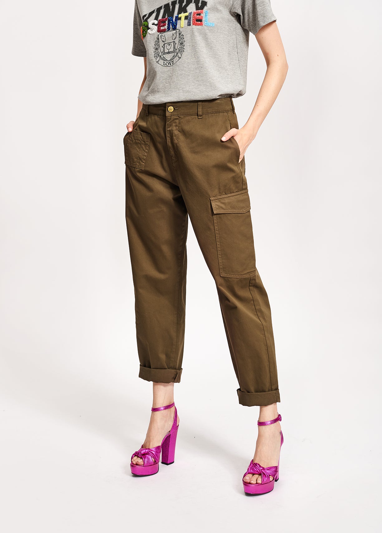Pantalon treillis vert armé en coton RE—SSENTIEL | Essentiel second hand