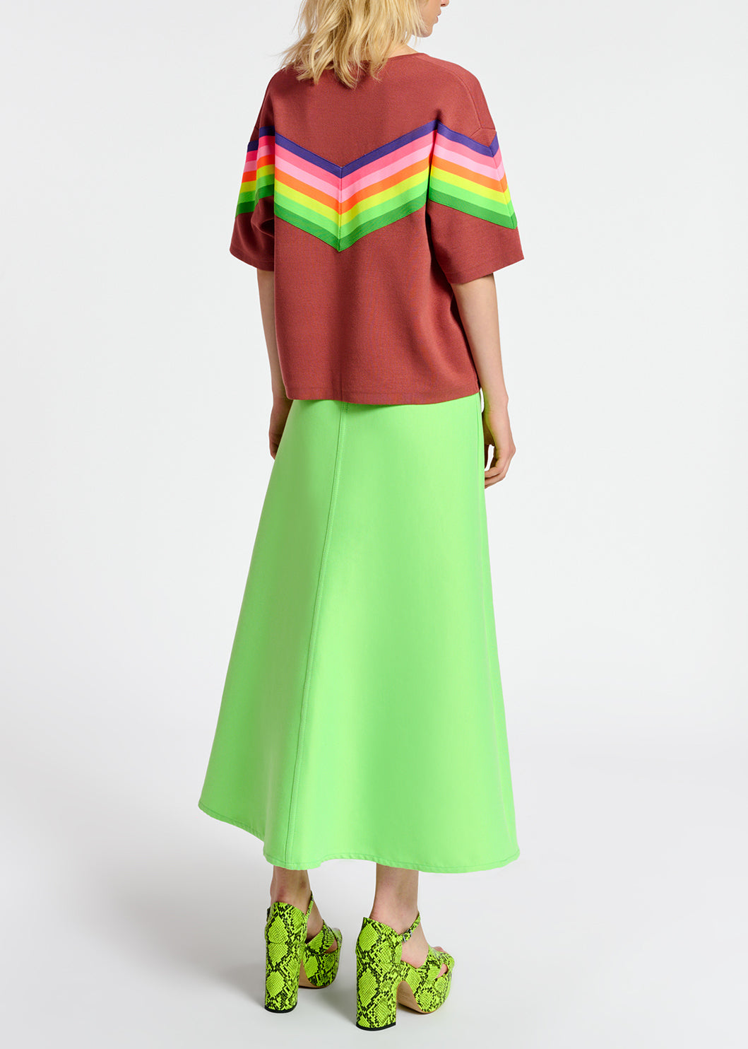 Neon green wide A-line maxi skirt RE—SSENTIEL | Essentiel second hand
