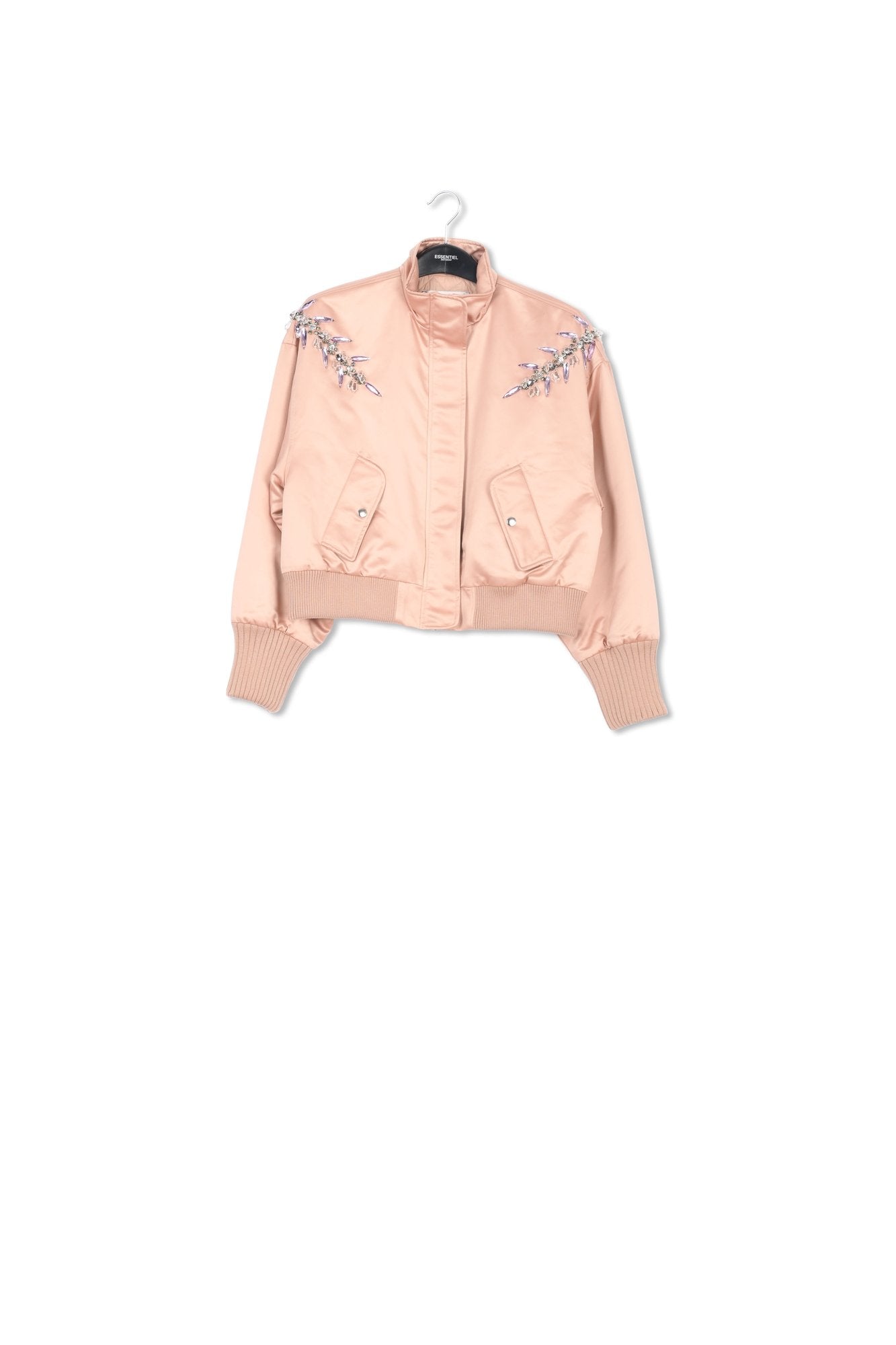 Blouson aviateur en satin vieux rose avec strass RE—SSENTIEL | Essentiel second hand