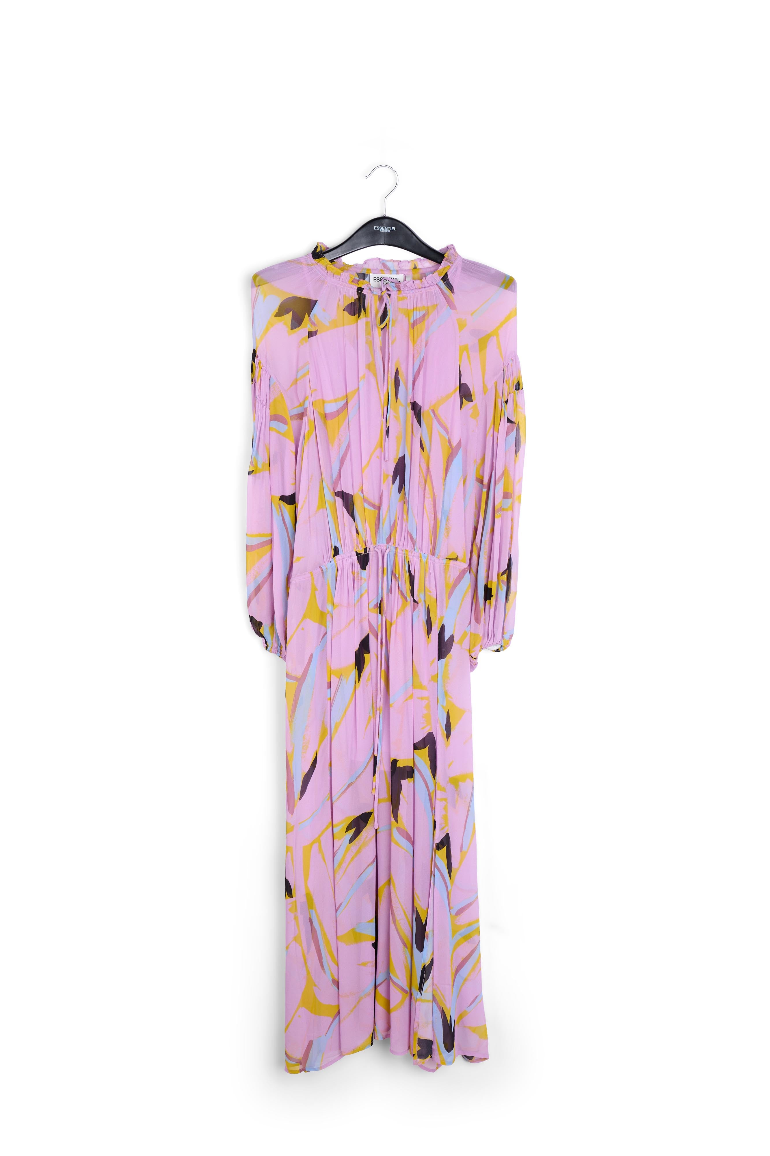 Lila maxi-jurk met abstracte print RE—SSENTIEL | Essentiel second hand
