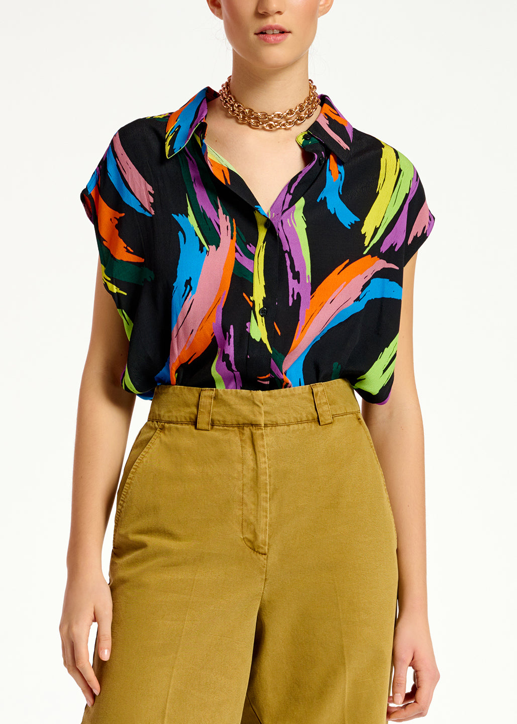 Multicolor abstract print sleeveless shirt RE—SSENTIEL | Essentiel second hand