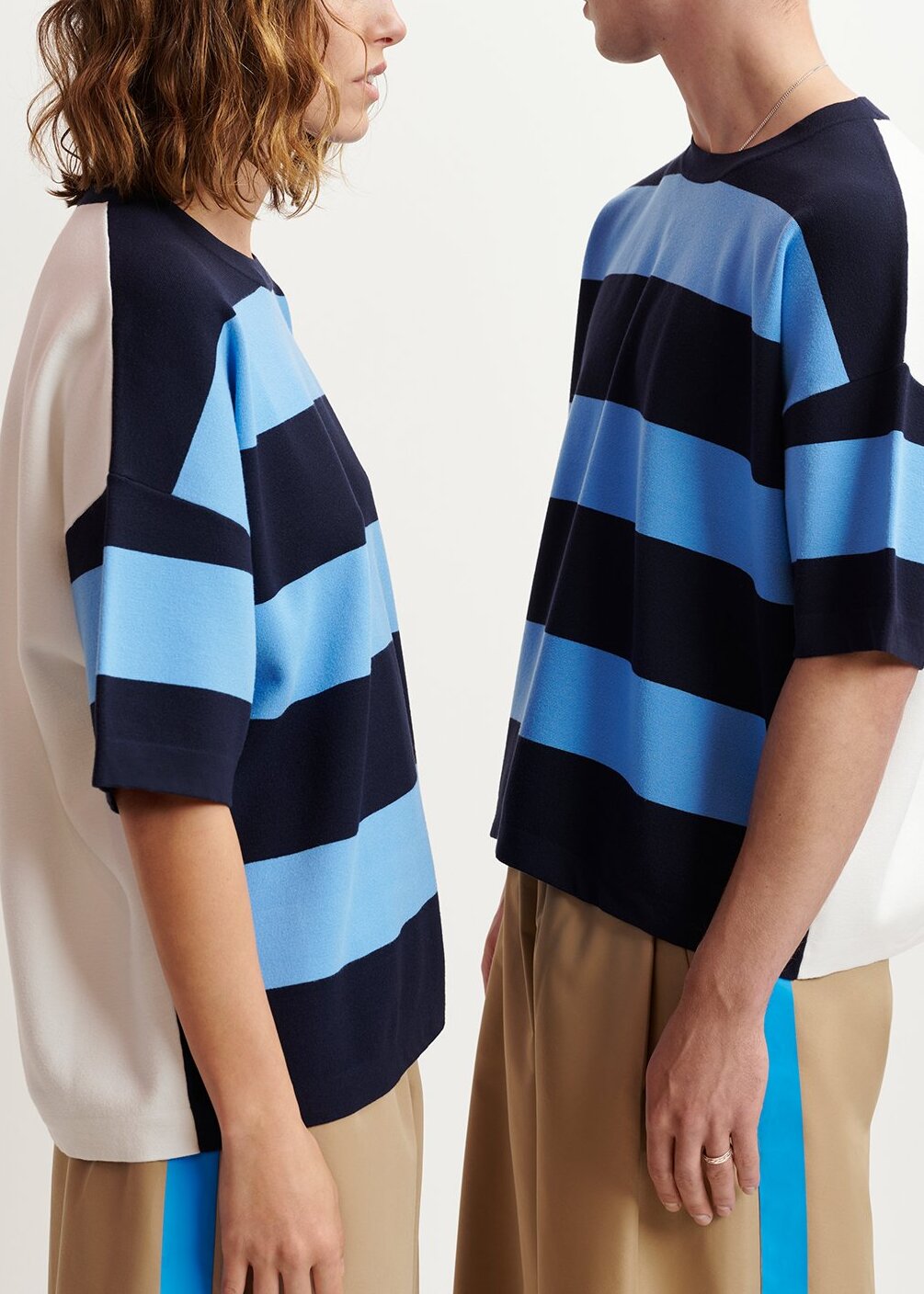 Blue and navy blue striped knit sweater RE—SSENTIEL | Essentiel second hand