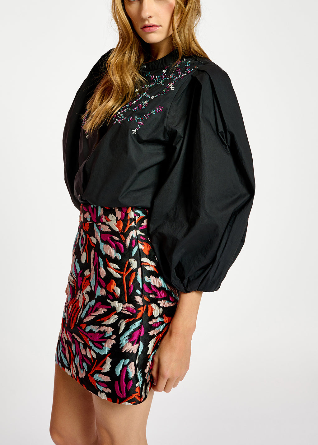 Black cotton bead-embellished shirt RE—SSENTIEL | Essentiel second hand