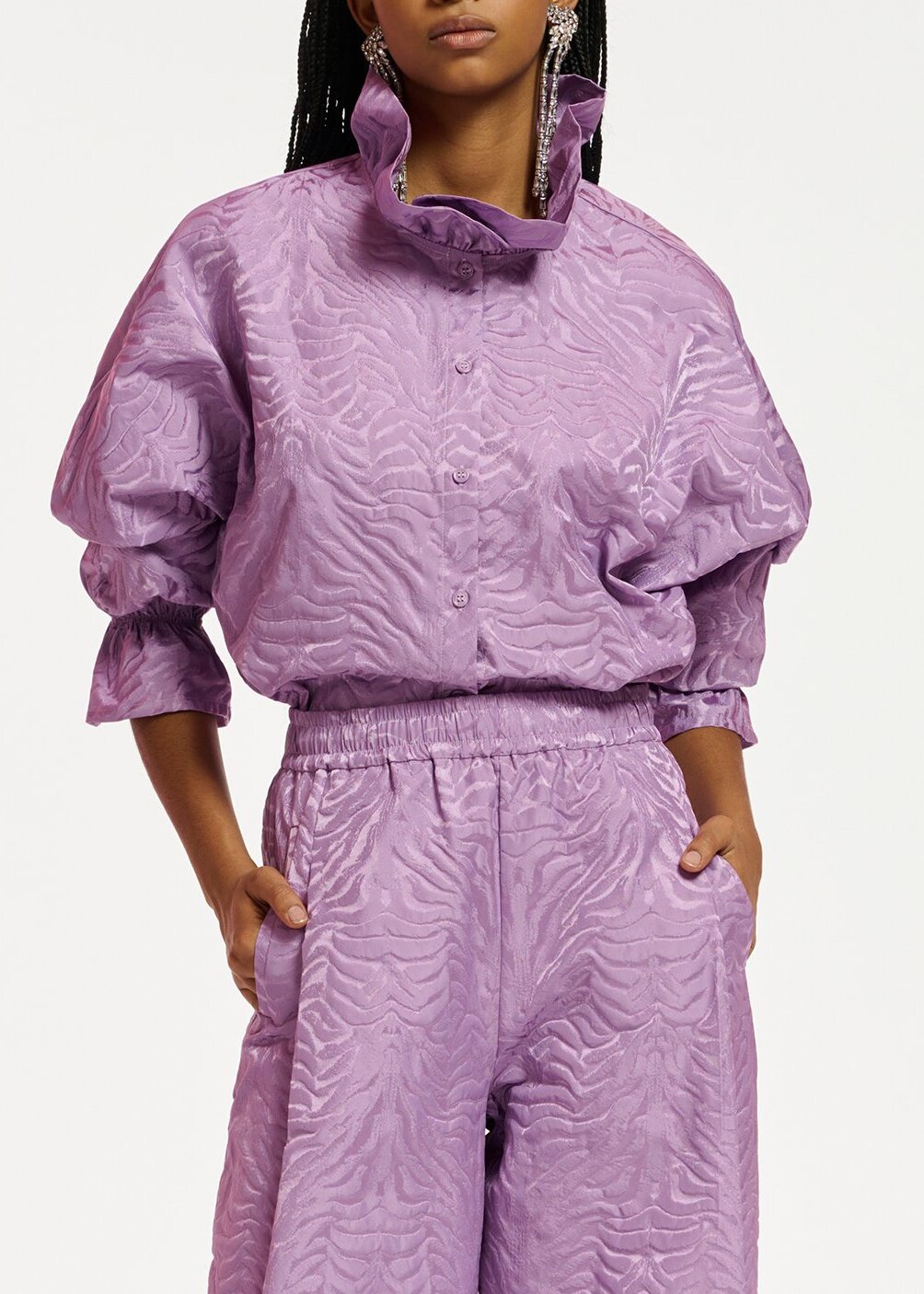 Lilac zebra jacquard shirt RE—SSENTIEL | Essentiel second hand