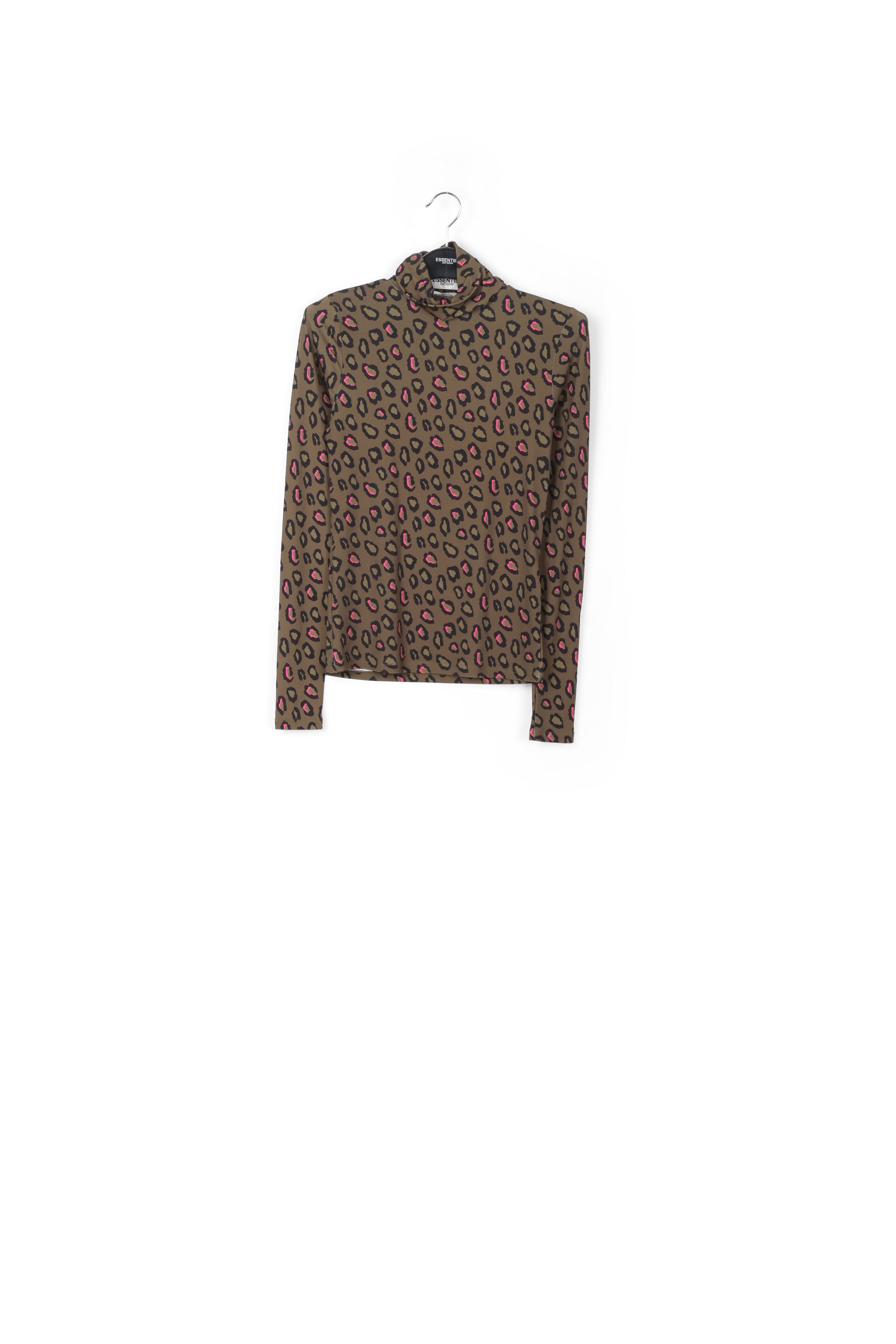 Khaki leopard-print turtleneck top RE—SSENTIEL | Essentiel second hand