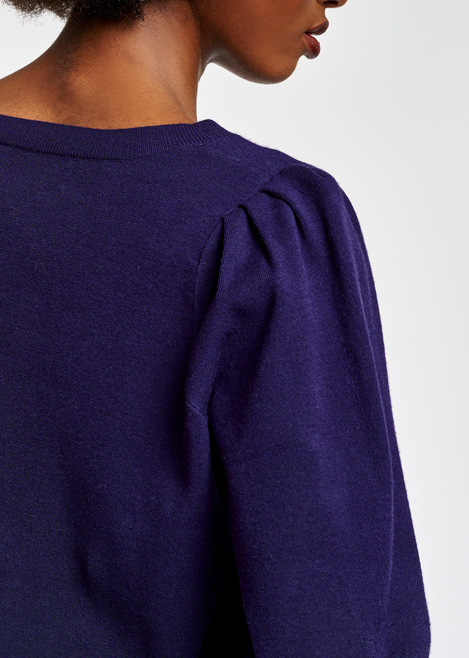 Dark blue sweater with pleat details RE—SSENTIEL | Essentiel second hand