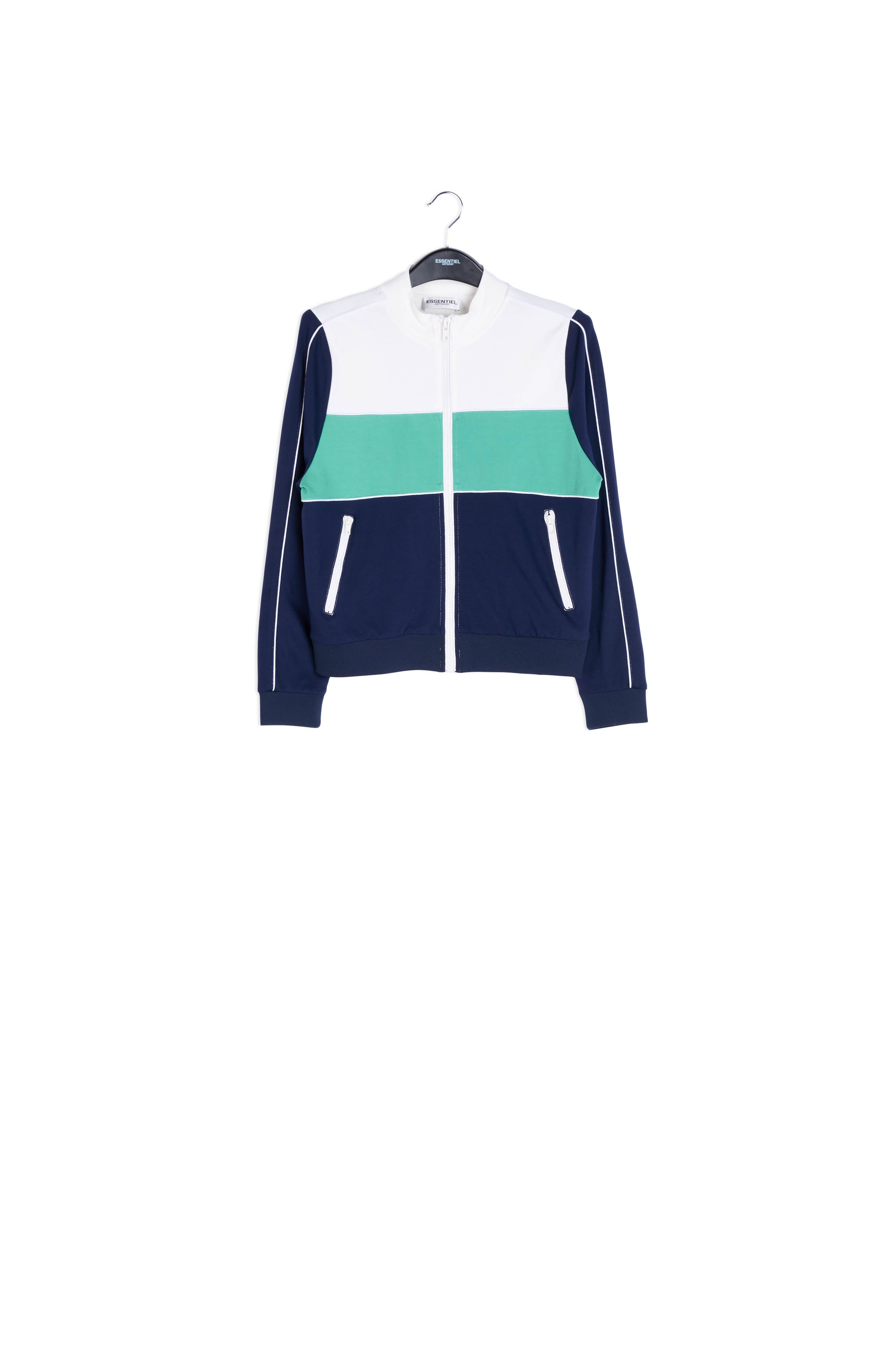 Navy blue, teal and white track jacket RE—SSENTIEL | Essentiel second hand