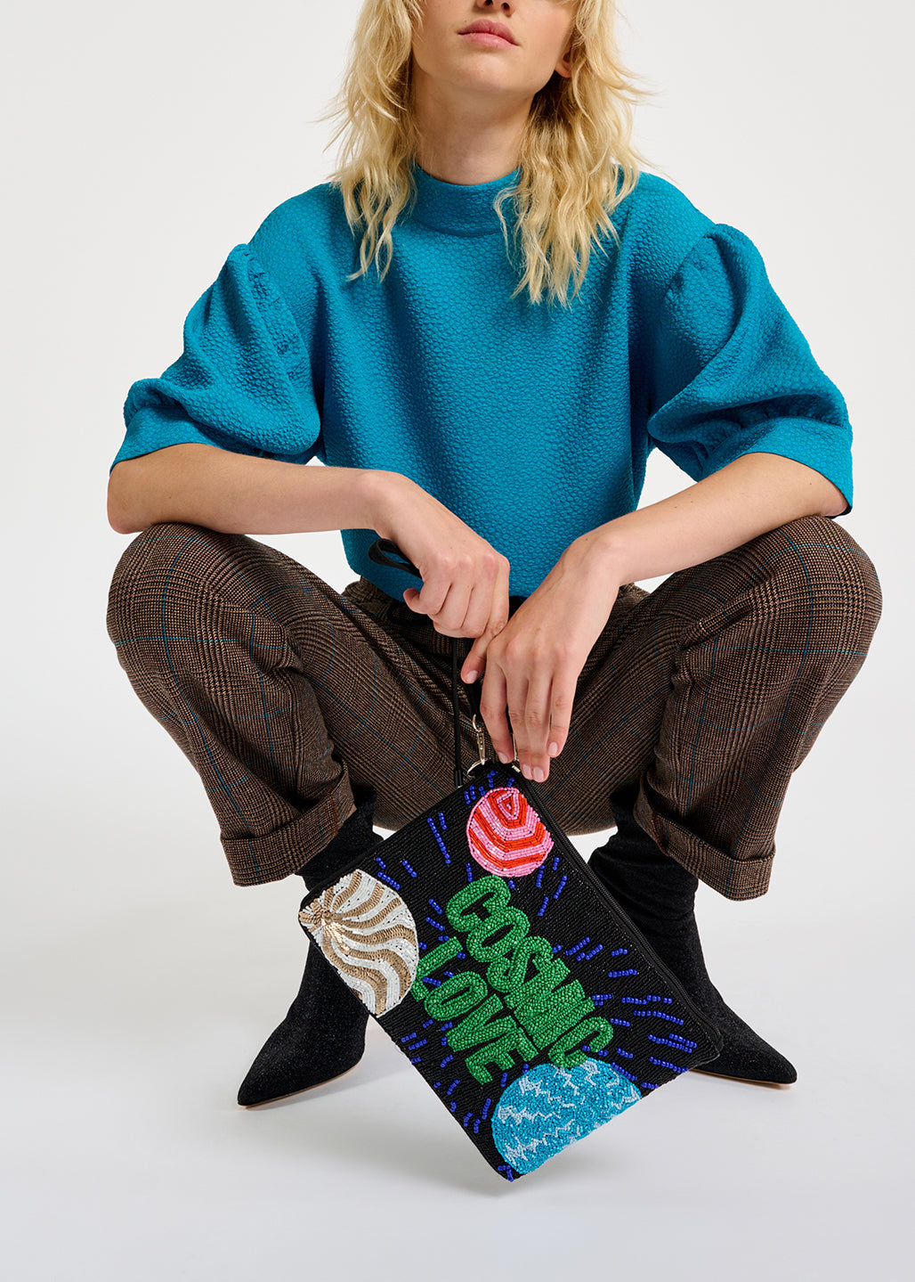 Blue top with puffed sleeves RE—SSENTIEL | Essentiel second hand