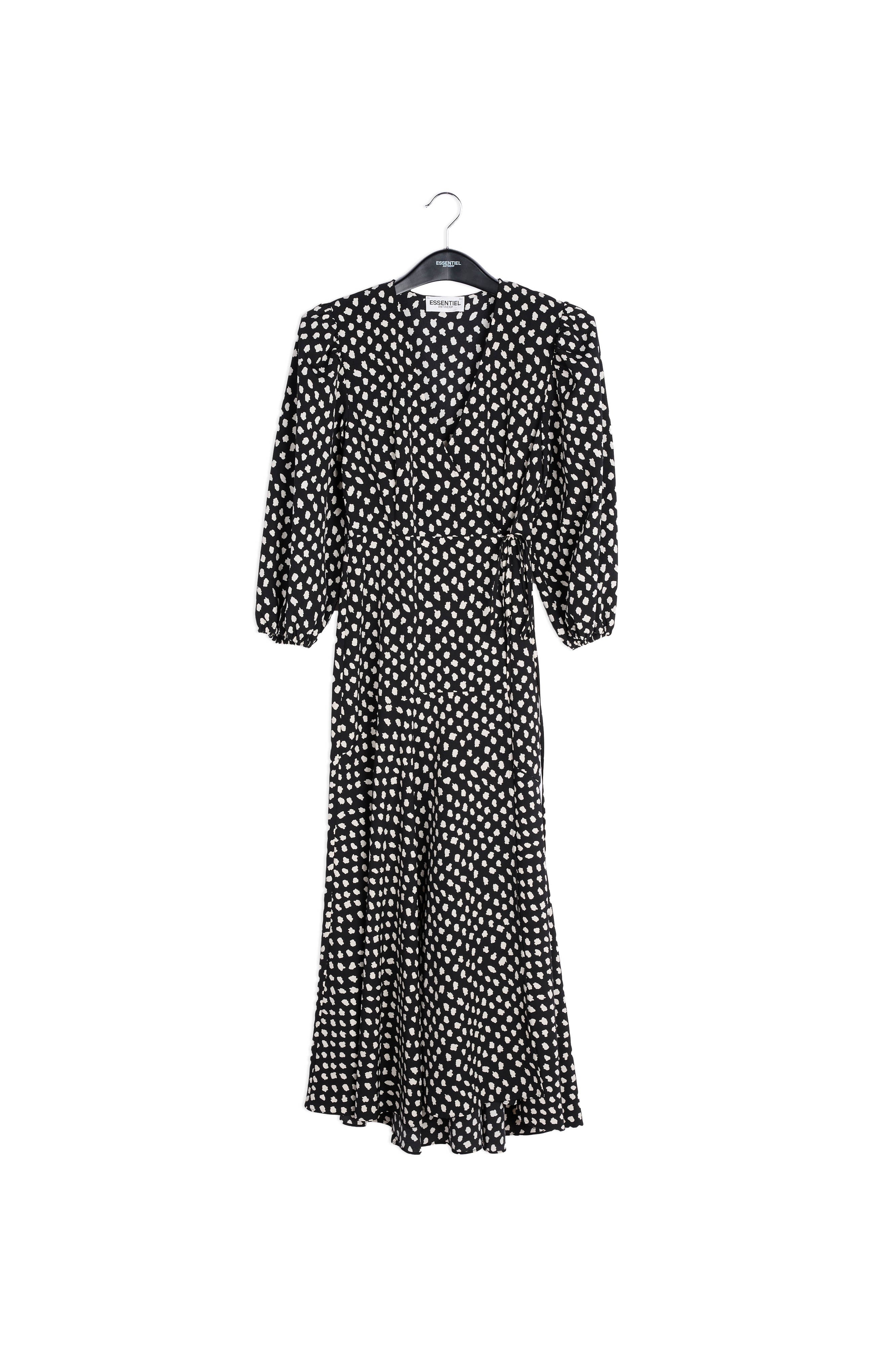 Black polka dot wrap maxi dress RE—SSENTIEL | Essentiel second hand