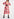 Off-white, red and pink abstract print midi-length dress Faume - seconde main