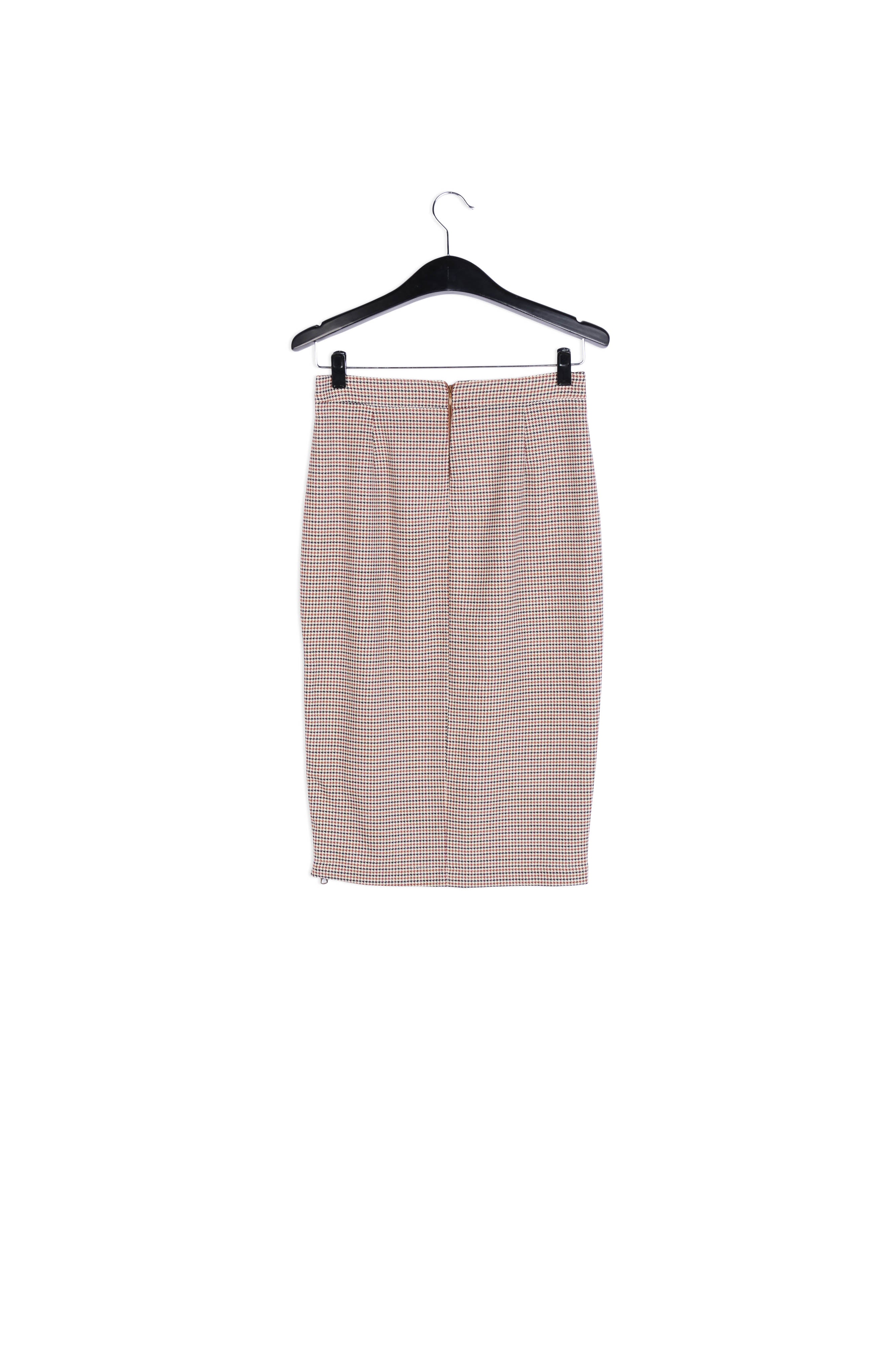 Jupe pinceau pied-de-poule beige avec fente RE—SSENTIEL | Essentiel second hand