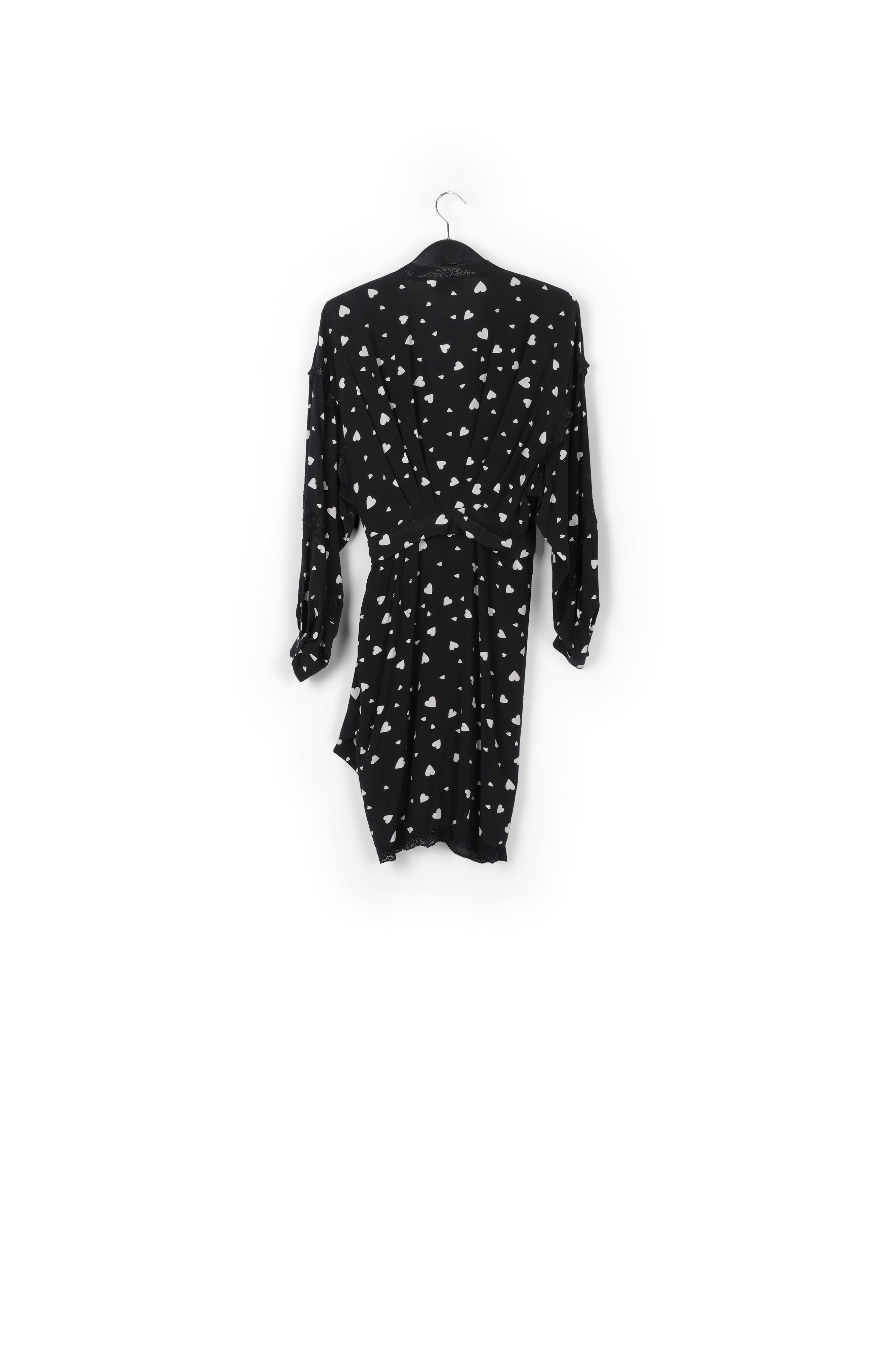 Mini robe cache-cœur noire à cœurs RE—SSENTIEL | Essentiel second hand
