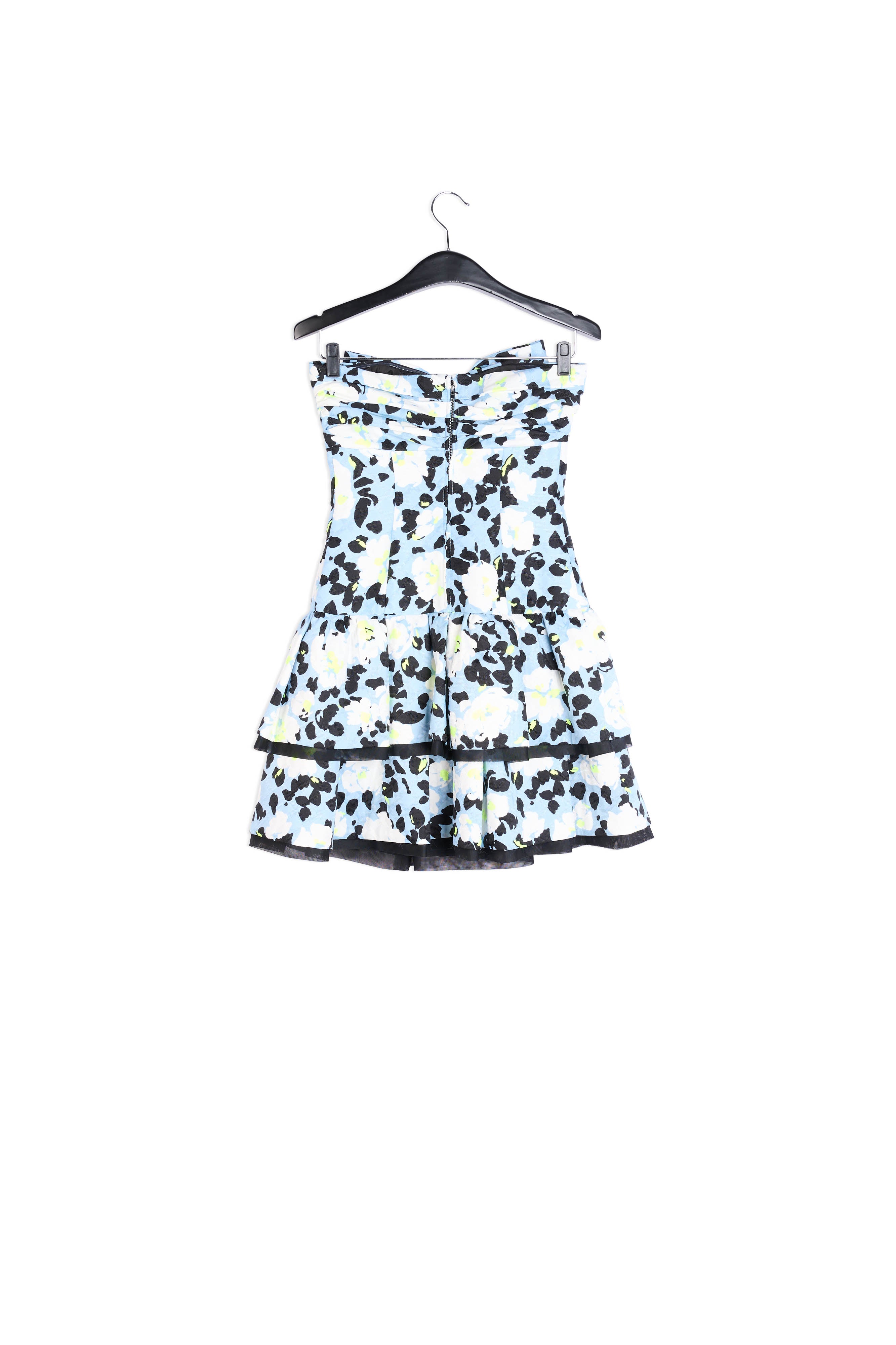 Light blue strapless floral-print mini dress RE—SSENTIEL | Essentiel second hand