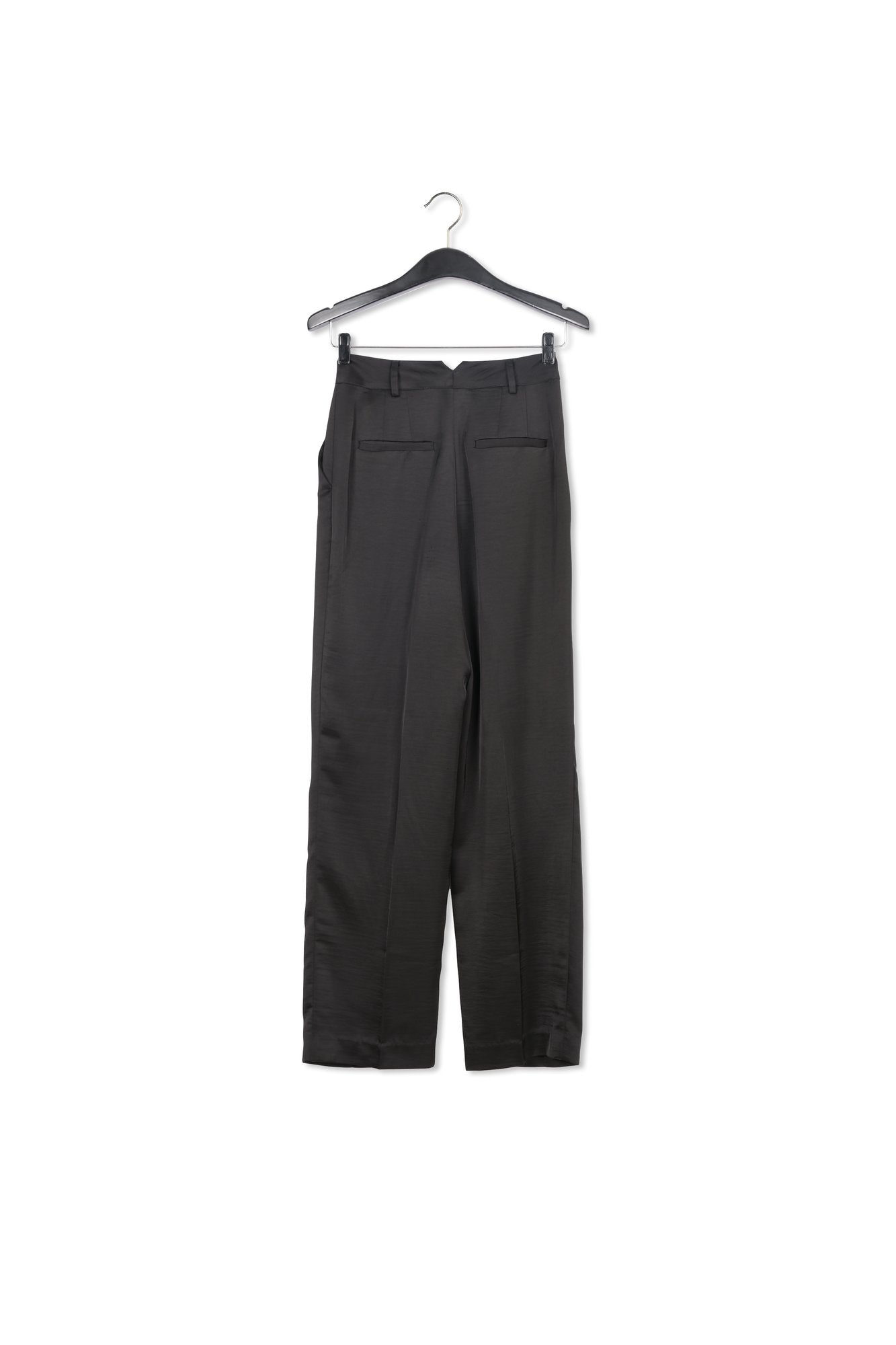 Black tapered-leg satin pants RE—SSENTIEL | Essentiel second hand