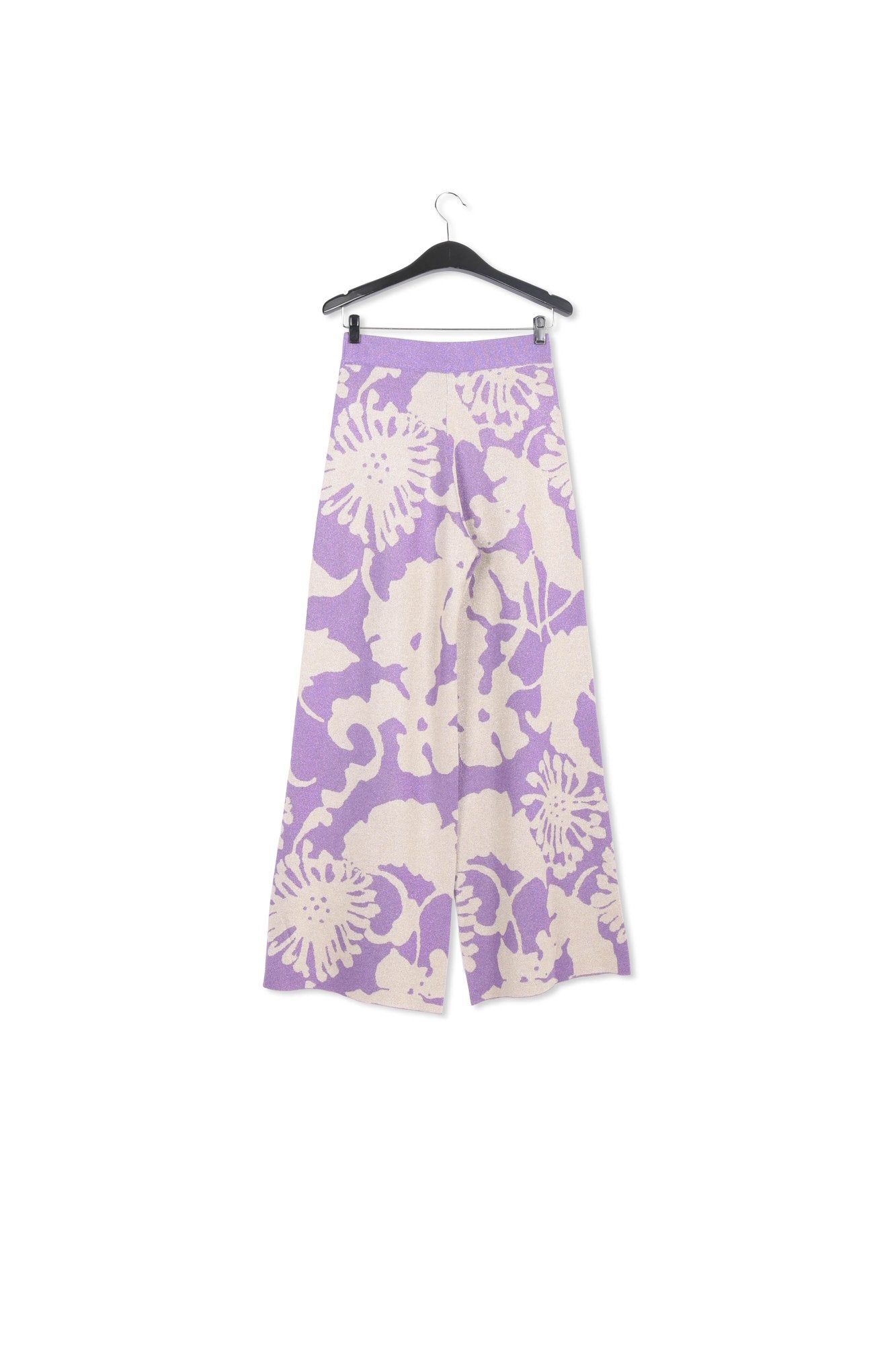 Beige and purple jacquard-knit lurex pants RE—SSENTIEL | Essentiel second hand