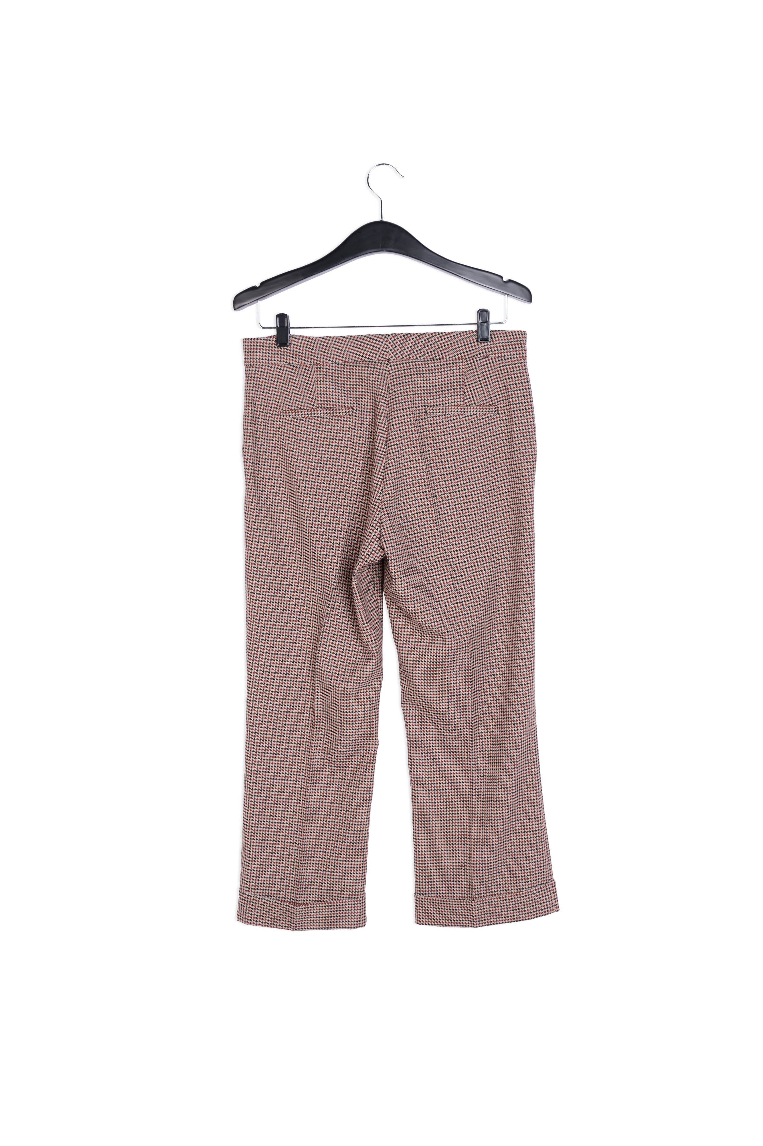 Pantalon 7/8ème pied-de-poule beige avec ourlet replié RE—SSENTIEL | Essentiel second hand