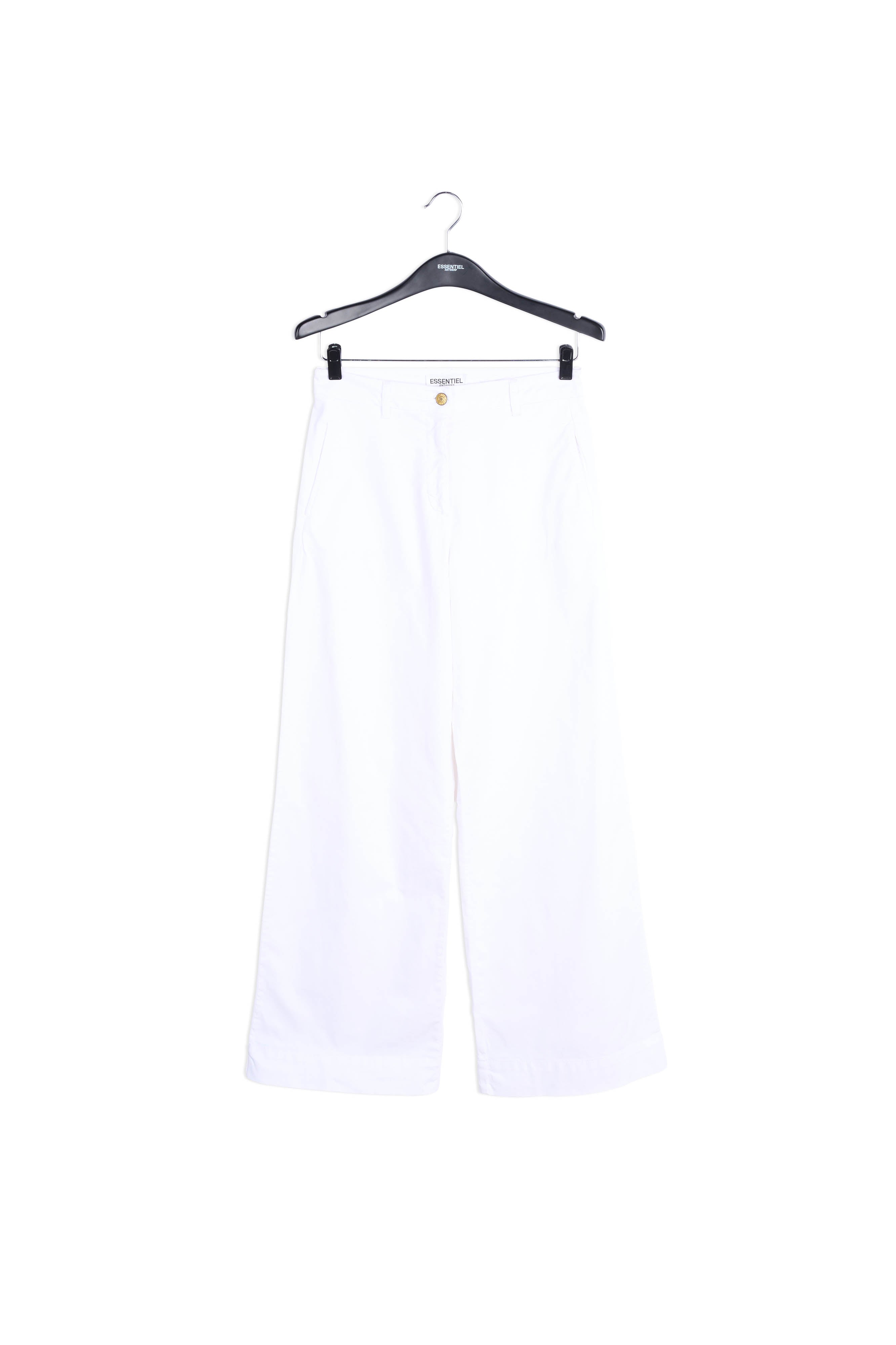 White wide leg cotton blend trousers RE—SSENTIEL | Essentiel second hand