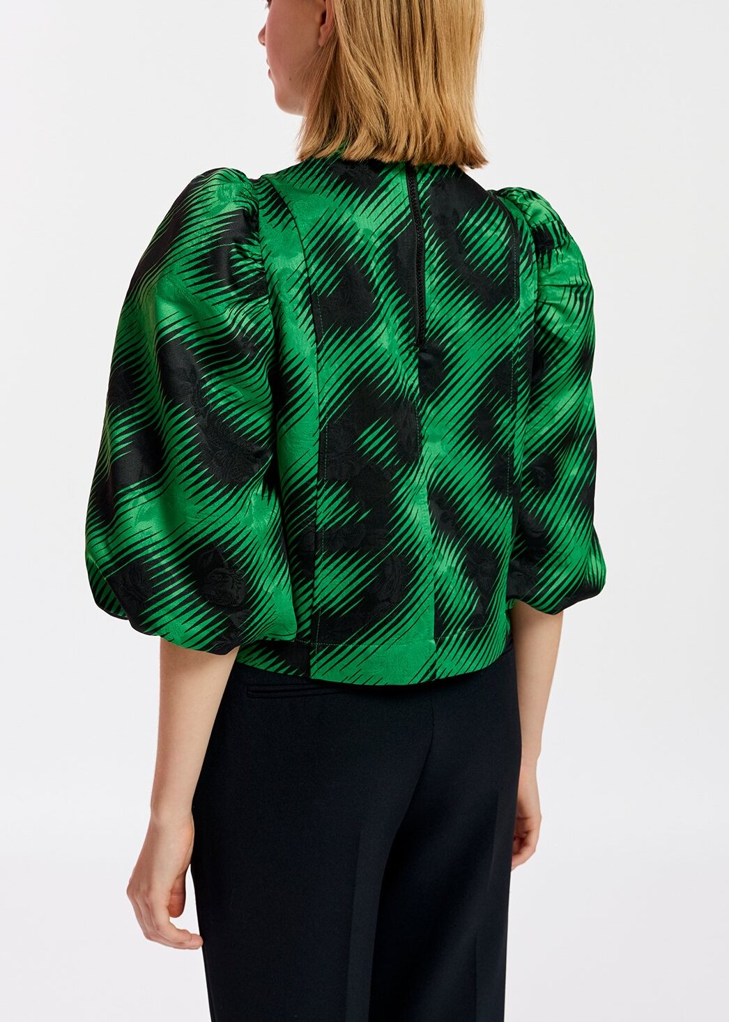 Green jacquard top with leopard print RE—SSENTIEL | Essentiel second hand