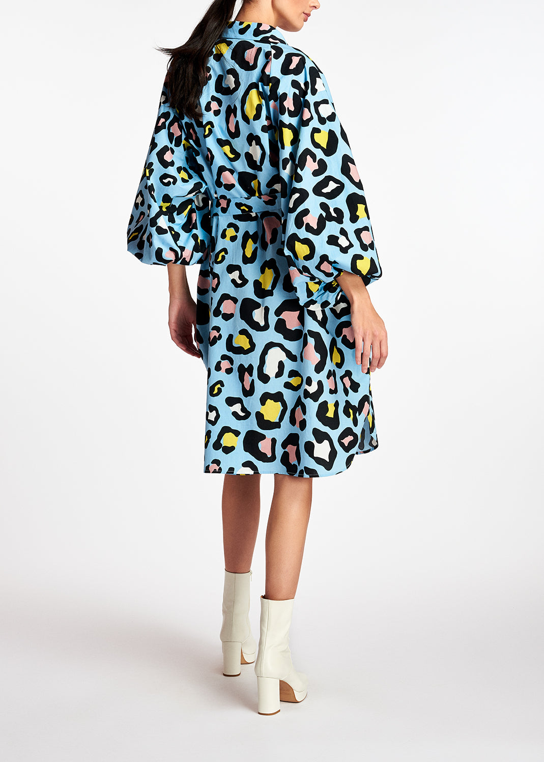 Light blue leopard-print shirt dress RE—SSENTIEL | Essentiel second hand